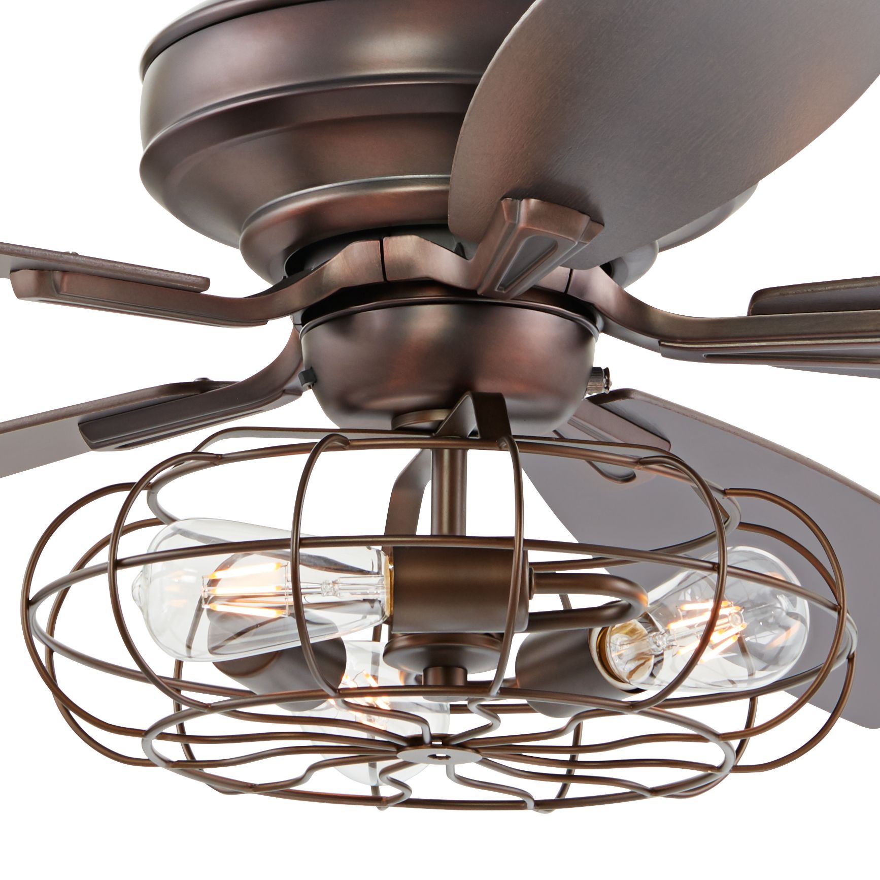 52" Pacific Beach Bronze Ceiling Fan with LED Cage Light Kit 57T56