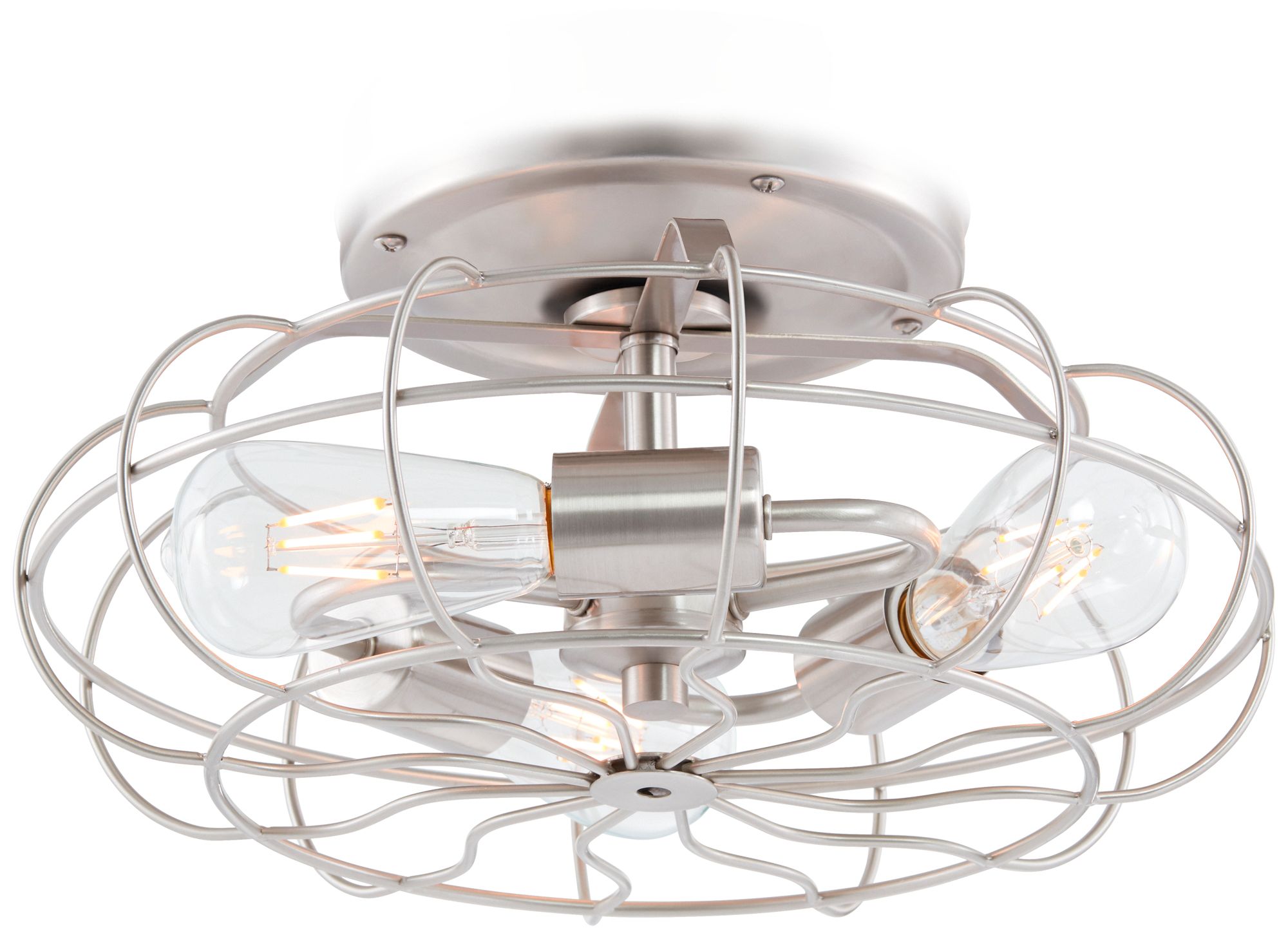 72" Brushed Nickel LED Ceiling Fan W/ Vintage Cage Light Kit 57T60