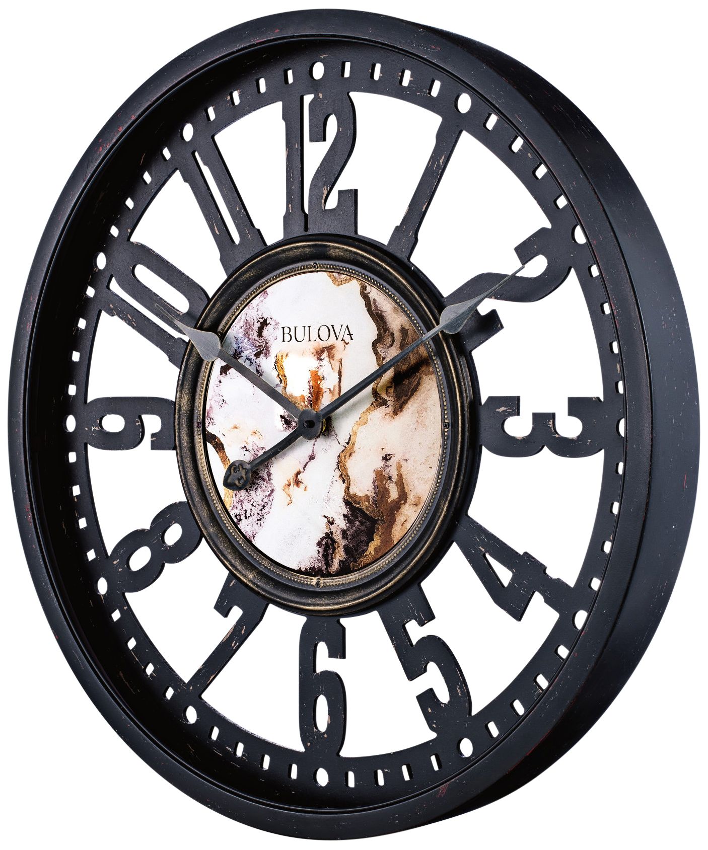 Bulova Station Master Black 24" Round Gallery Wall Clock 58C55