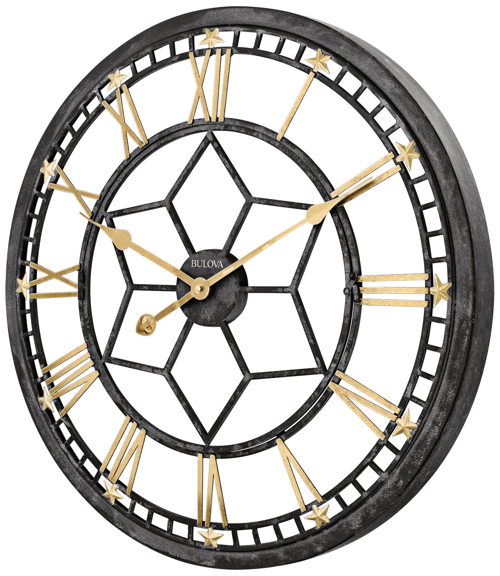 Bulova Starlight Aged Black 24" Round Gallery Wall Clock 58C60