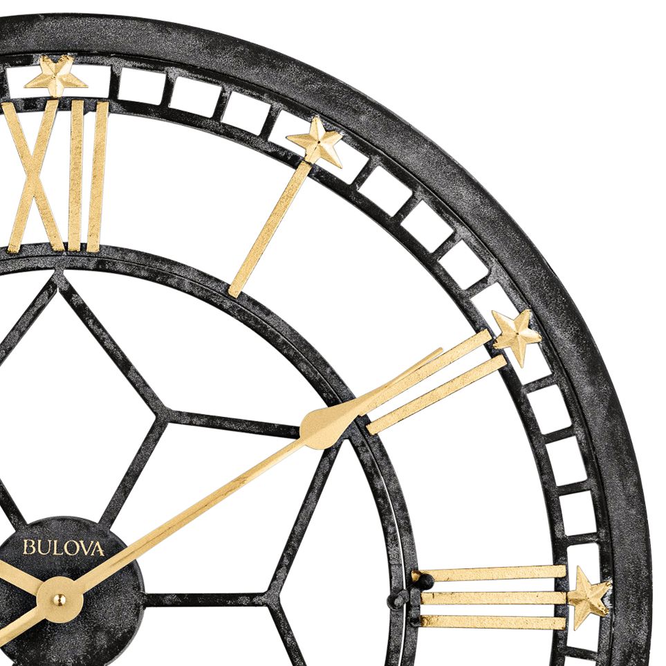 Bulova Starlight Aged Black 24" Round Gallery Wall Clock 58C60