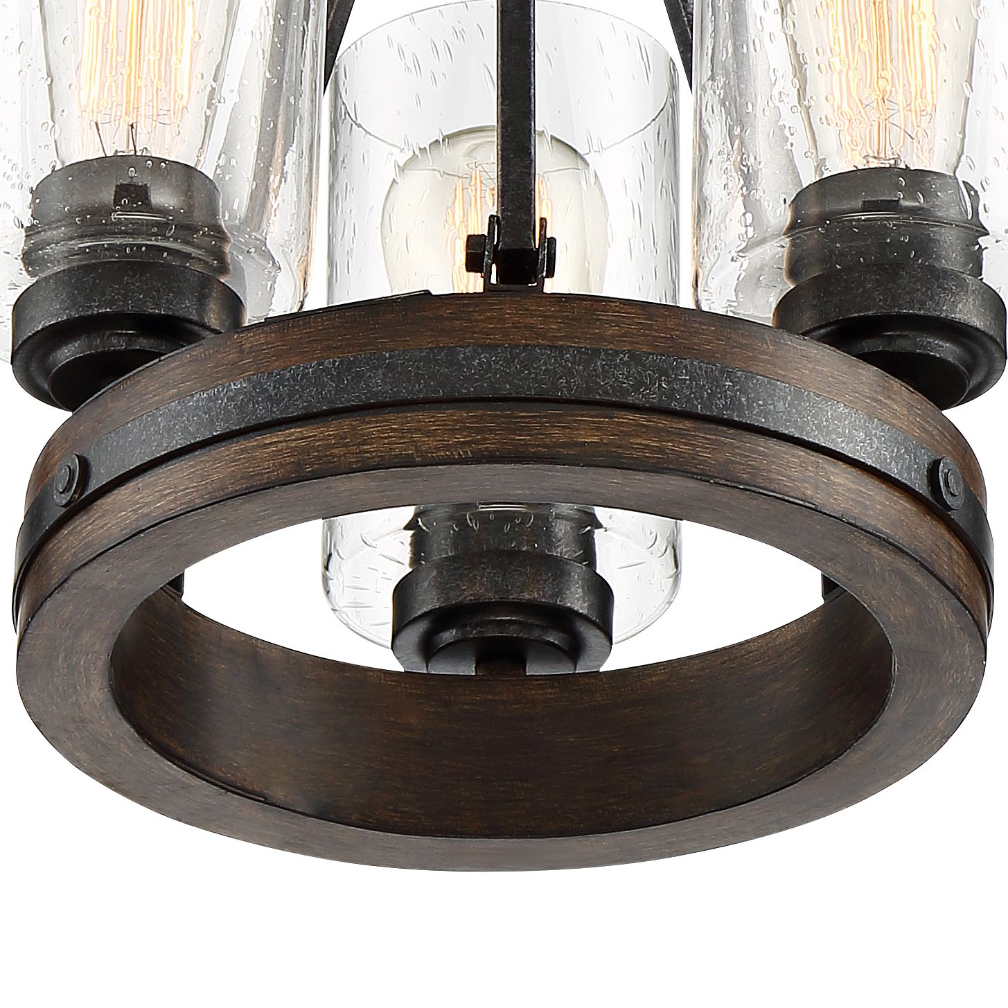 Gorham 12" Wide Wood and Metal 3Light Ceiling Light 58D08 Lamps Plus
