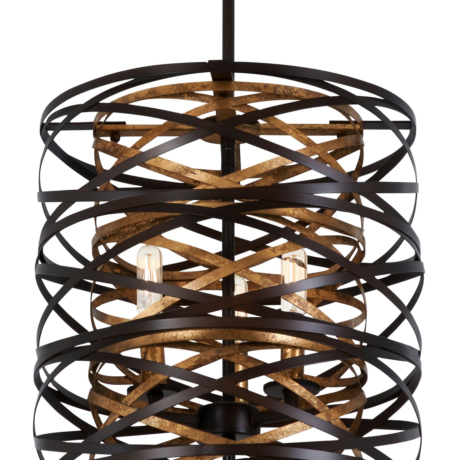 Vortic Flow 14"W Dark Bronze and Mosaic Gold 6Light Pendant 58K80