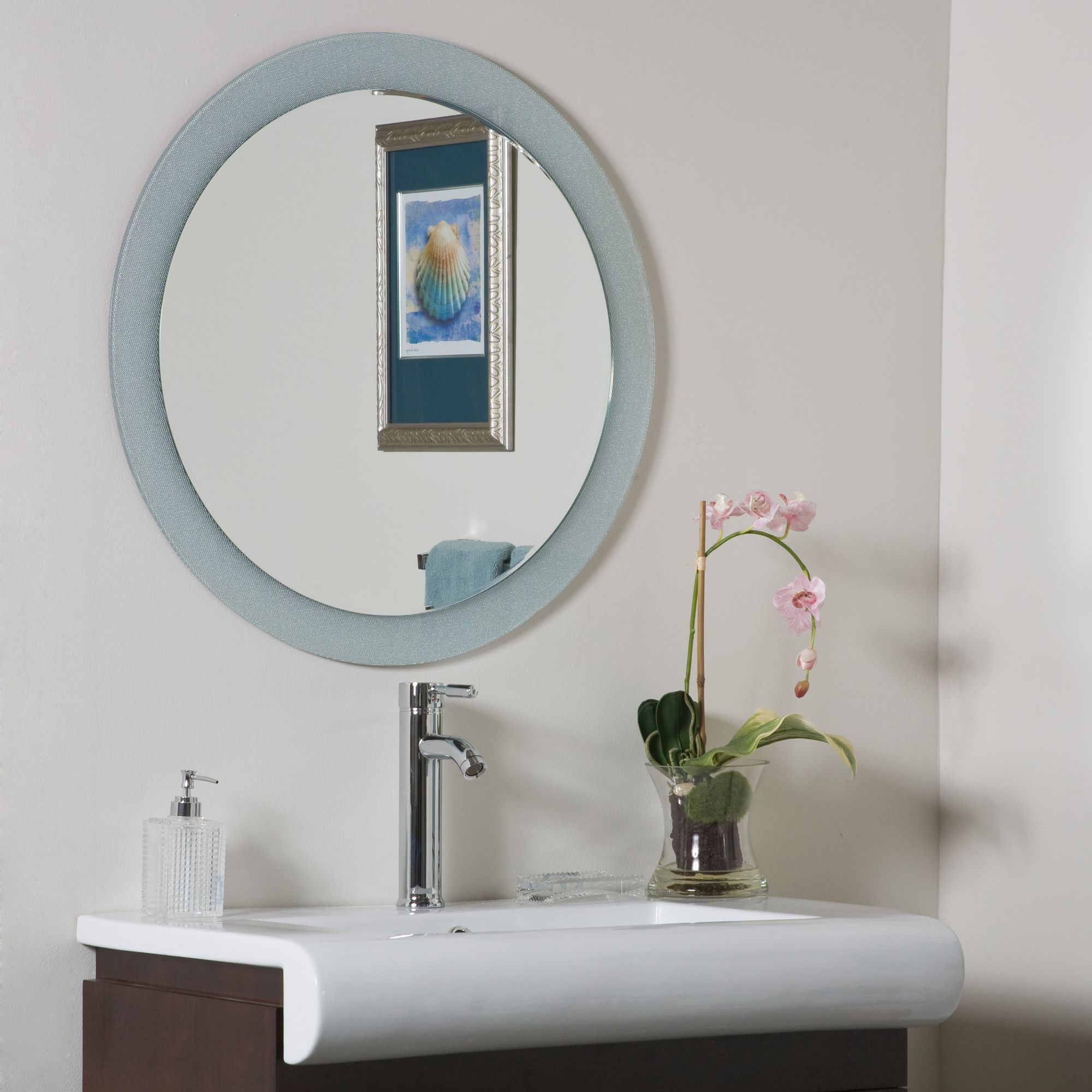 Zoe Glass 27 1/2" Round Frameless Bathroom Wall Mirror 58M85 Lamps