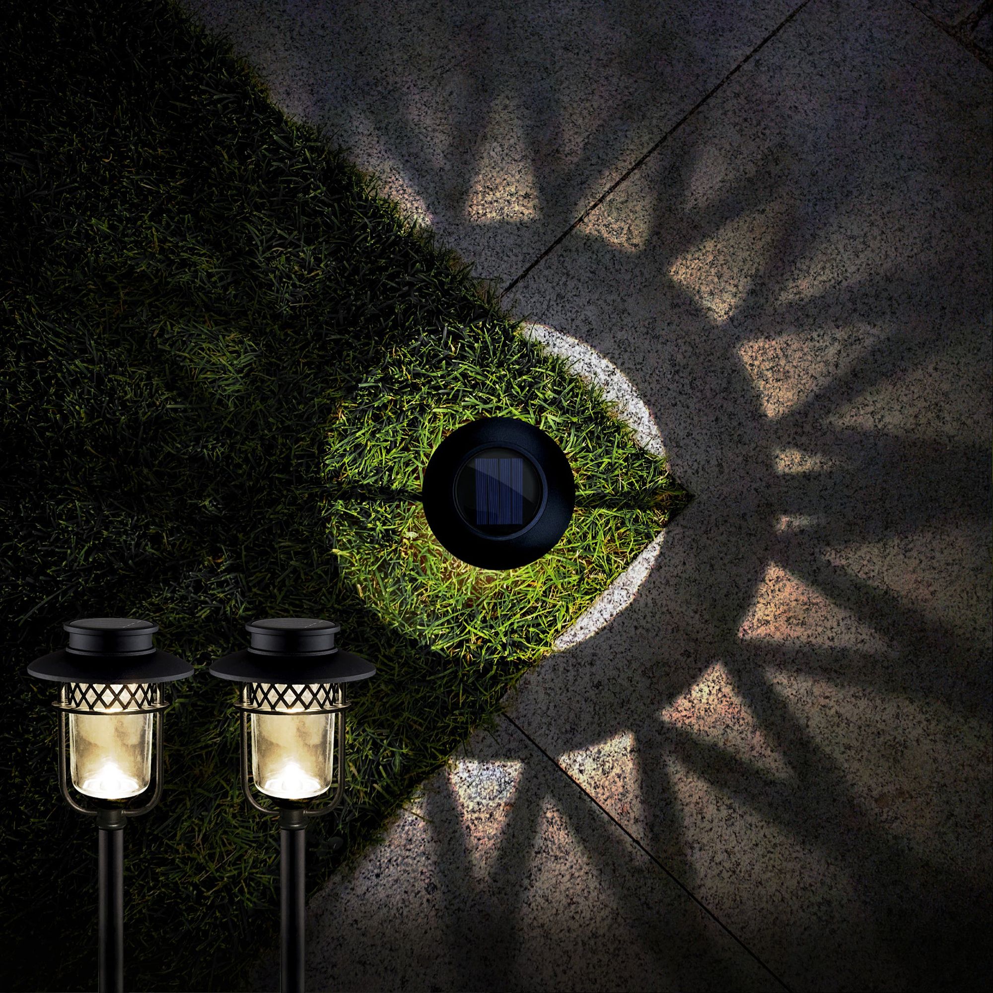 Black 5 1/2" High Solar LED Landscape Path Lights Set of 2 58R06