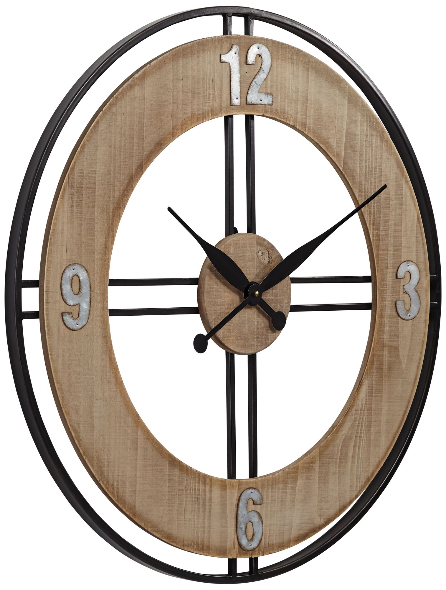 Wood And Metal Wall Clock Addie 30" Round Wood and Metal Wall Clock 58X00 Lamps Plus