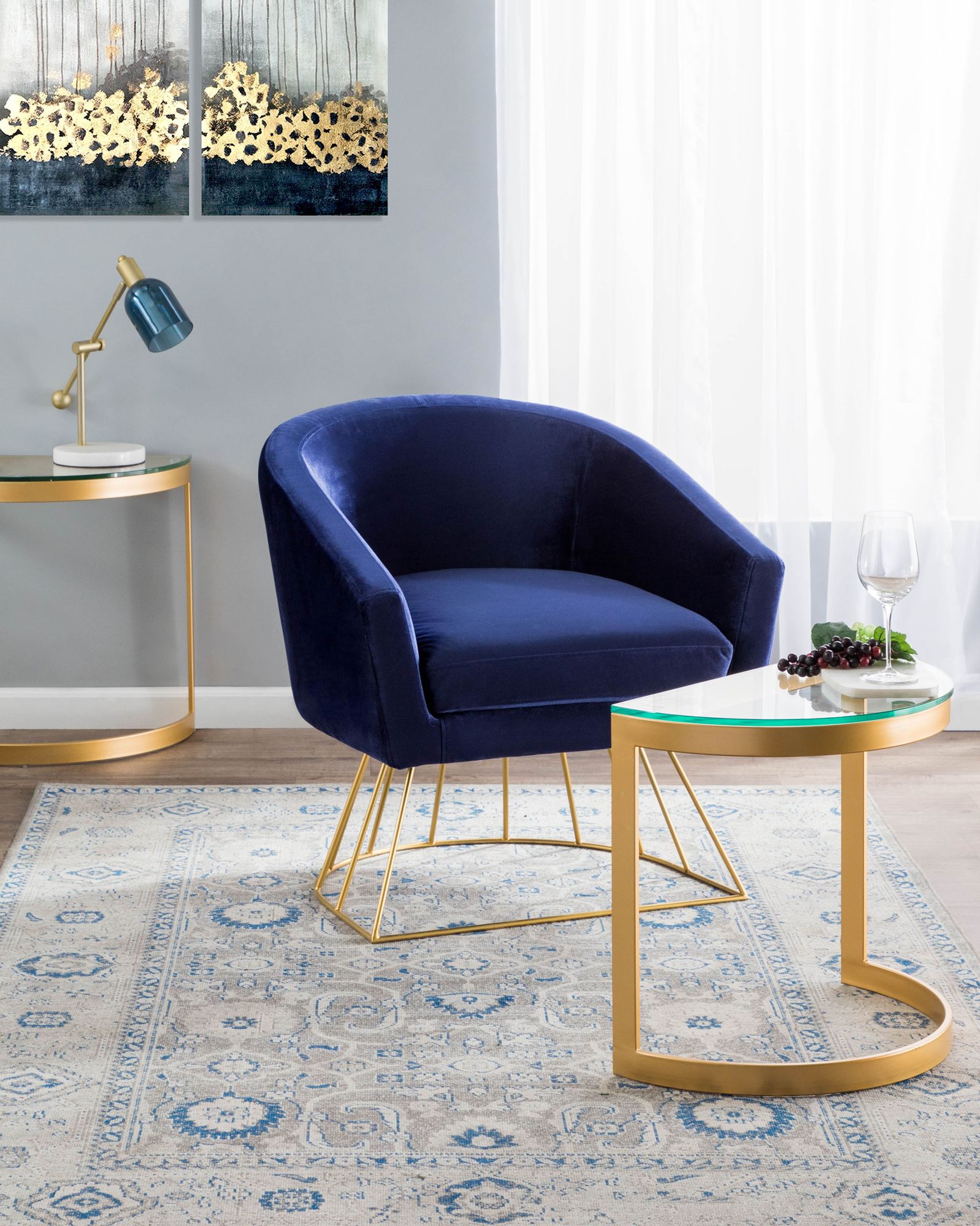 Canary Royal Blue Velvet Accent Chair 60G25 Lamps Plus