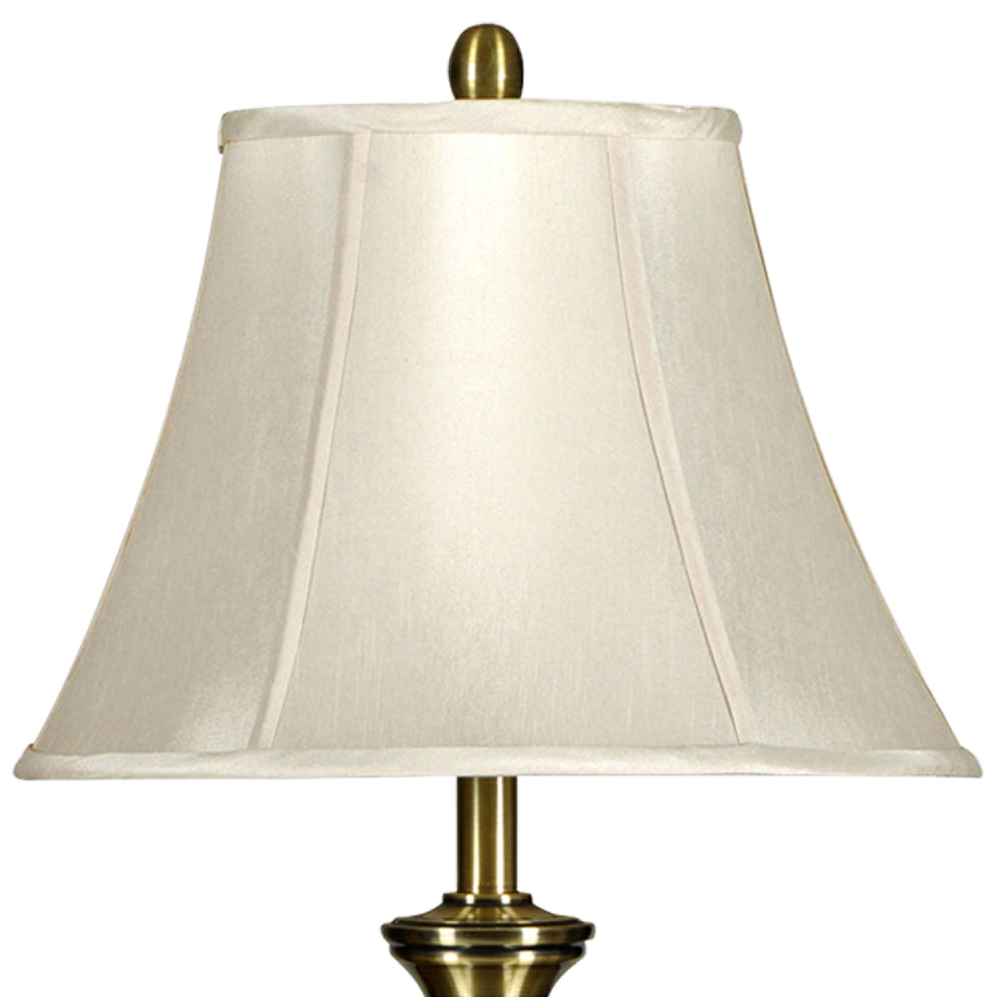 White Softback Silk Shade Antique Brass Table Lamp Set of