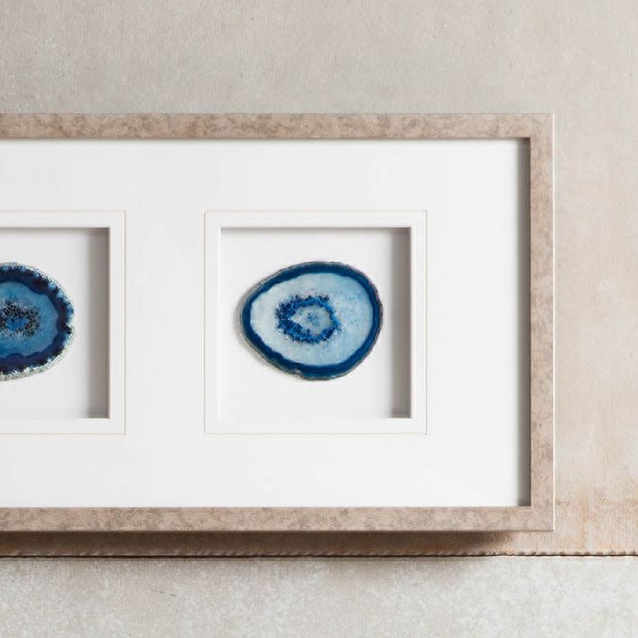 Blue Agate Trio Stone 34" High Framed Graphic Wall Art 62A67 Lamps