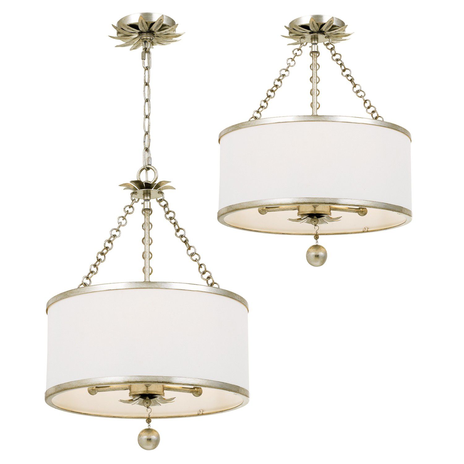 Crystorama Broche 14" Wide Antique Silver Drum Ceiling Light 62W16