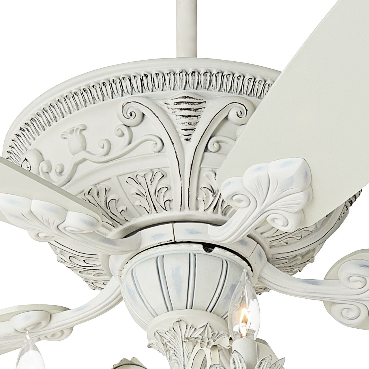 60" Casa Montego Rubbed White Chandelier LED Ceiling Fan 64R10