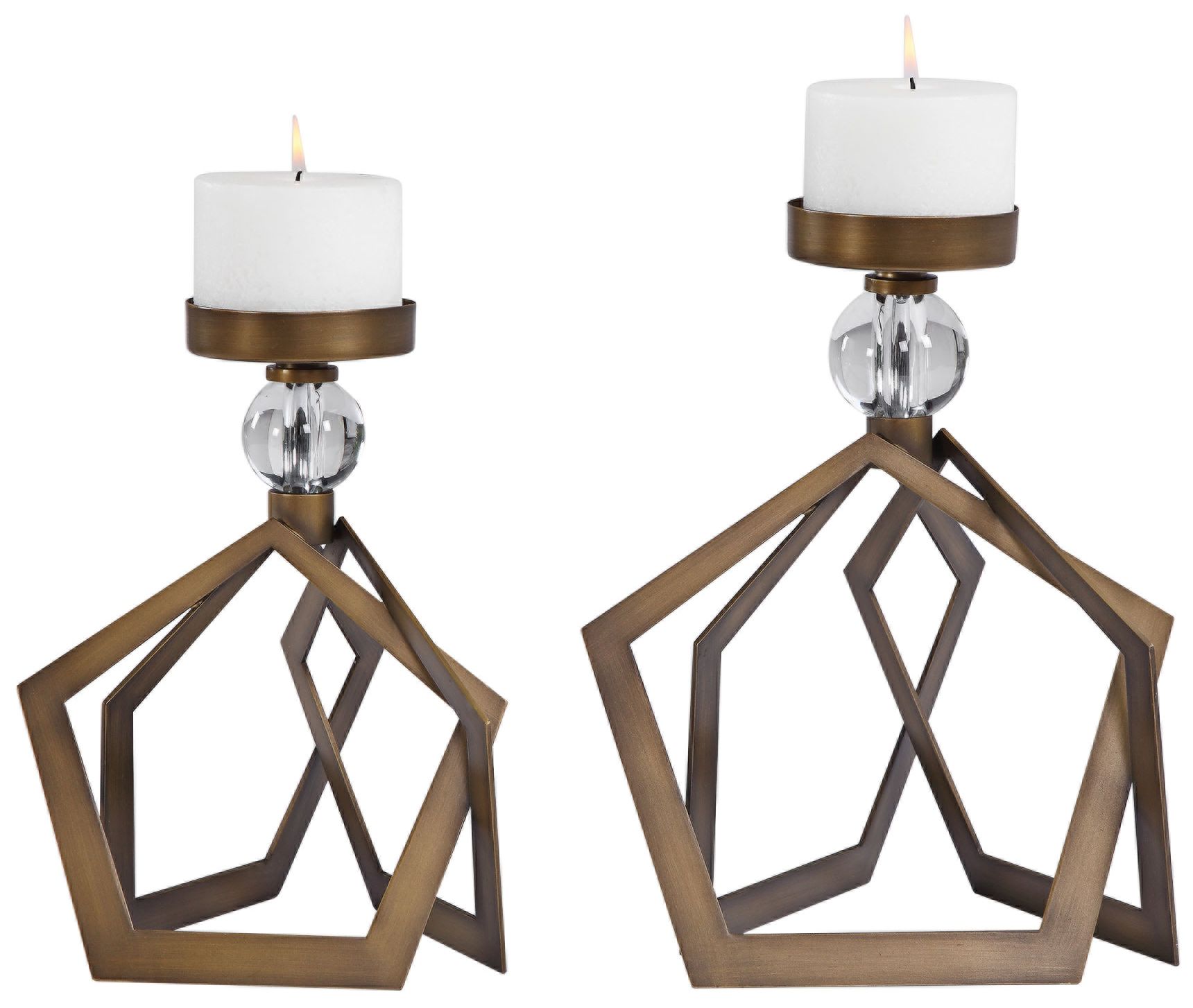 Lianna Antiqued Bronze Pillar Candle Holders Set of 2 65A03 Lamps Plus