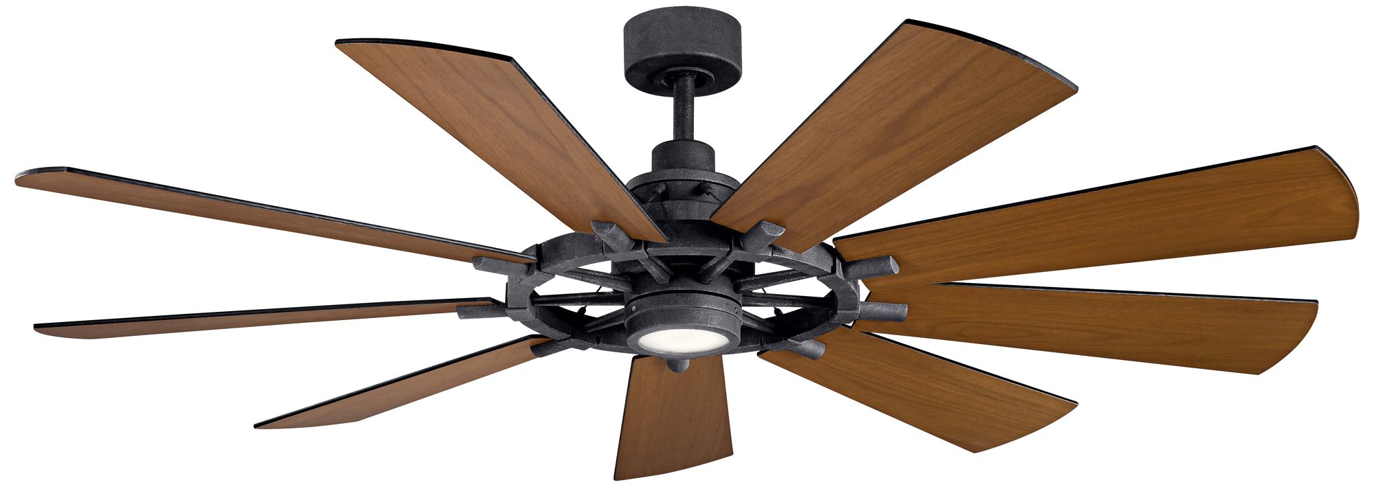 65" Kichler Gentry Distressed Black LED Wagon Wheel Ceiling Fan