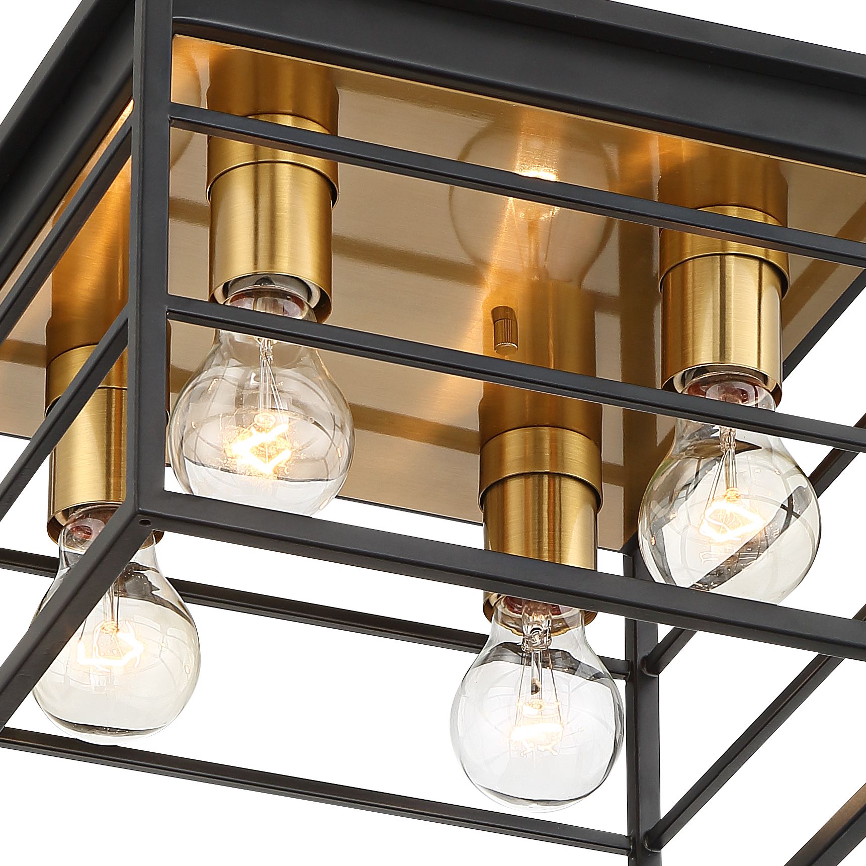 Logan 11 3/4" Wide Black and Brass 4Light Ceiling Light 65E74