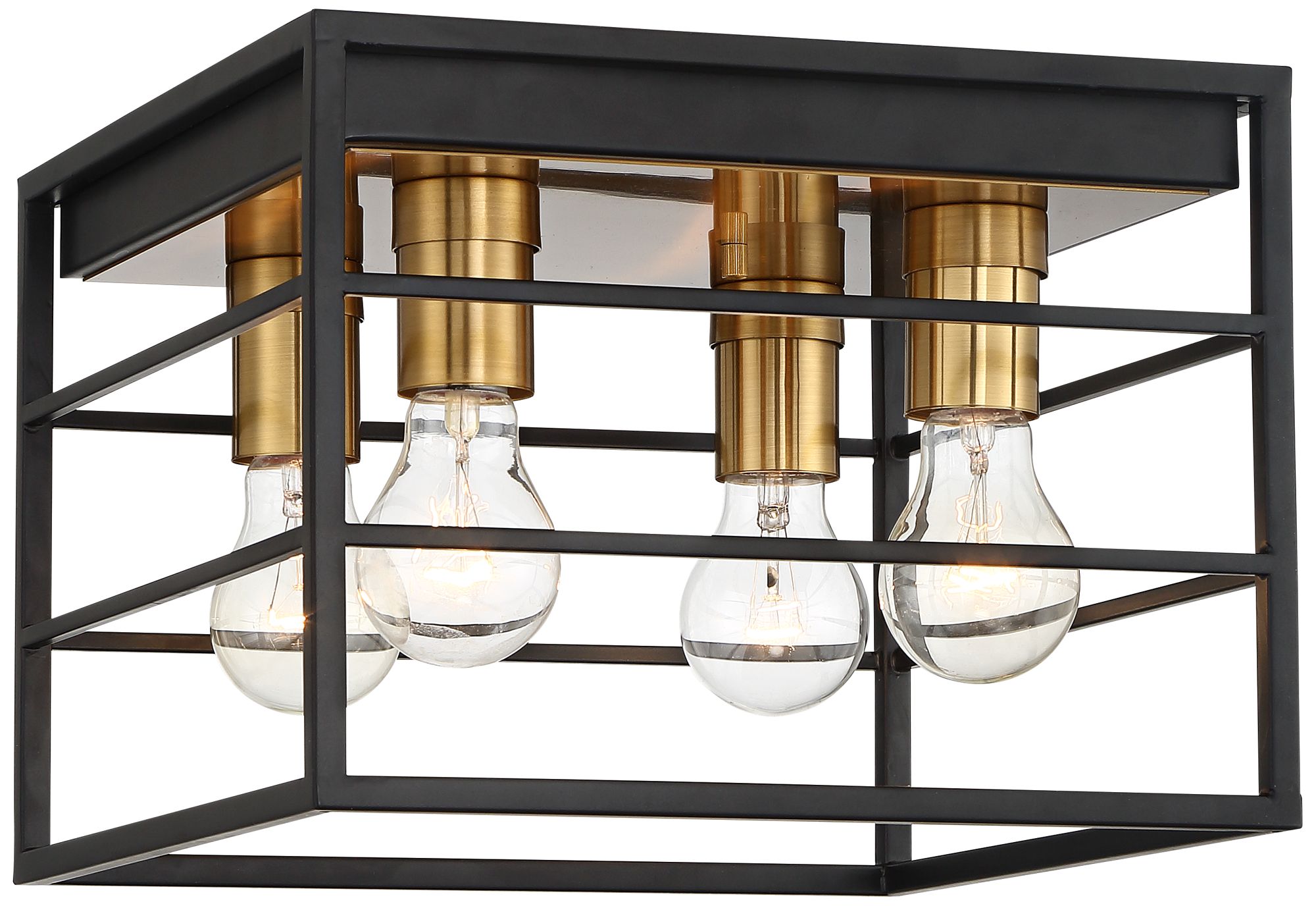 Logan 11 3/4" Wide Black and Brass 4Light Ceiling Light 65E74