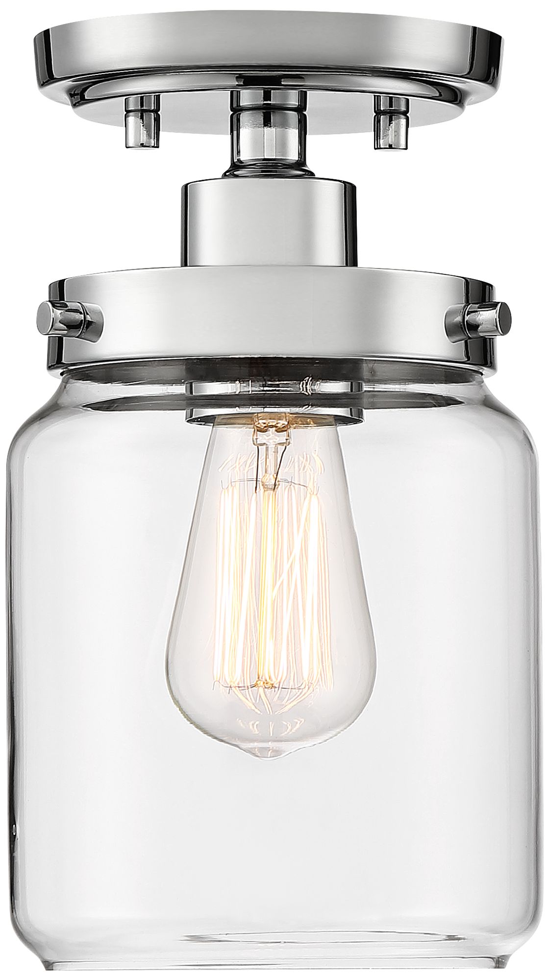 Devonshire 6" Wide Chrome and Glass Ceiling Light 65M27 Lamps Plus