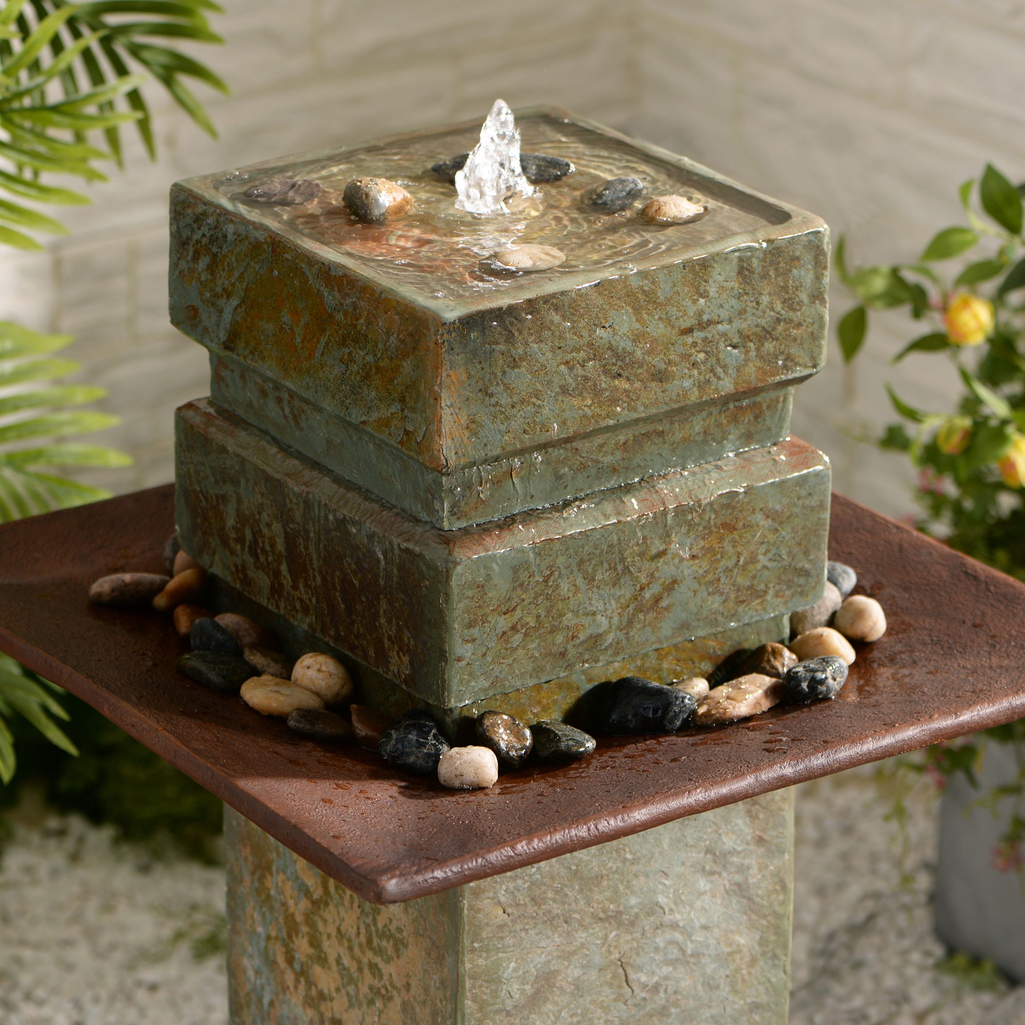 Pilaster Post 33" High Slate IndoorOutdoor Bubbler Fountain 66K62