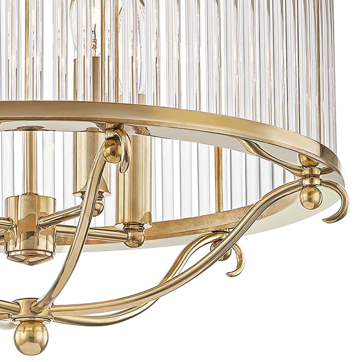 Glass No.1 19" Wide Aged Brass Crystal Rods Ceiling Light 67N11