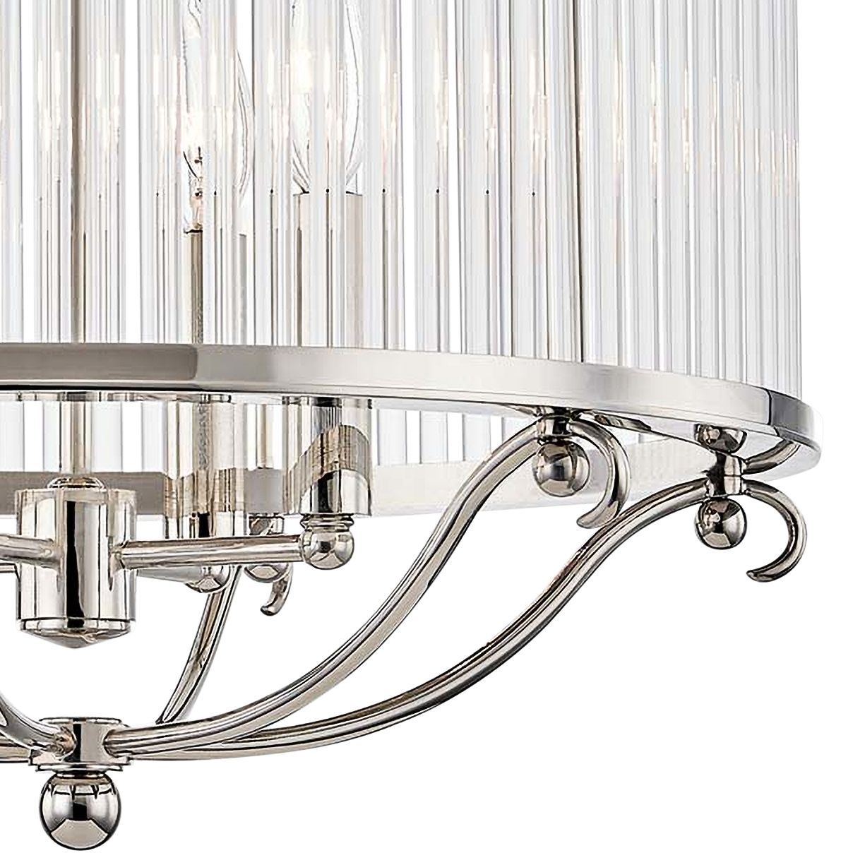 Glass No.1 19"W Polished Nickel Crystal Rods Ceiling Light 67N14