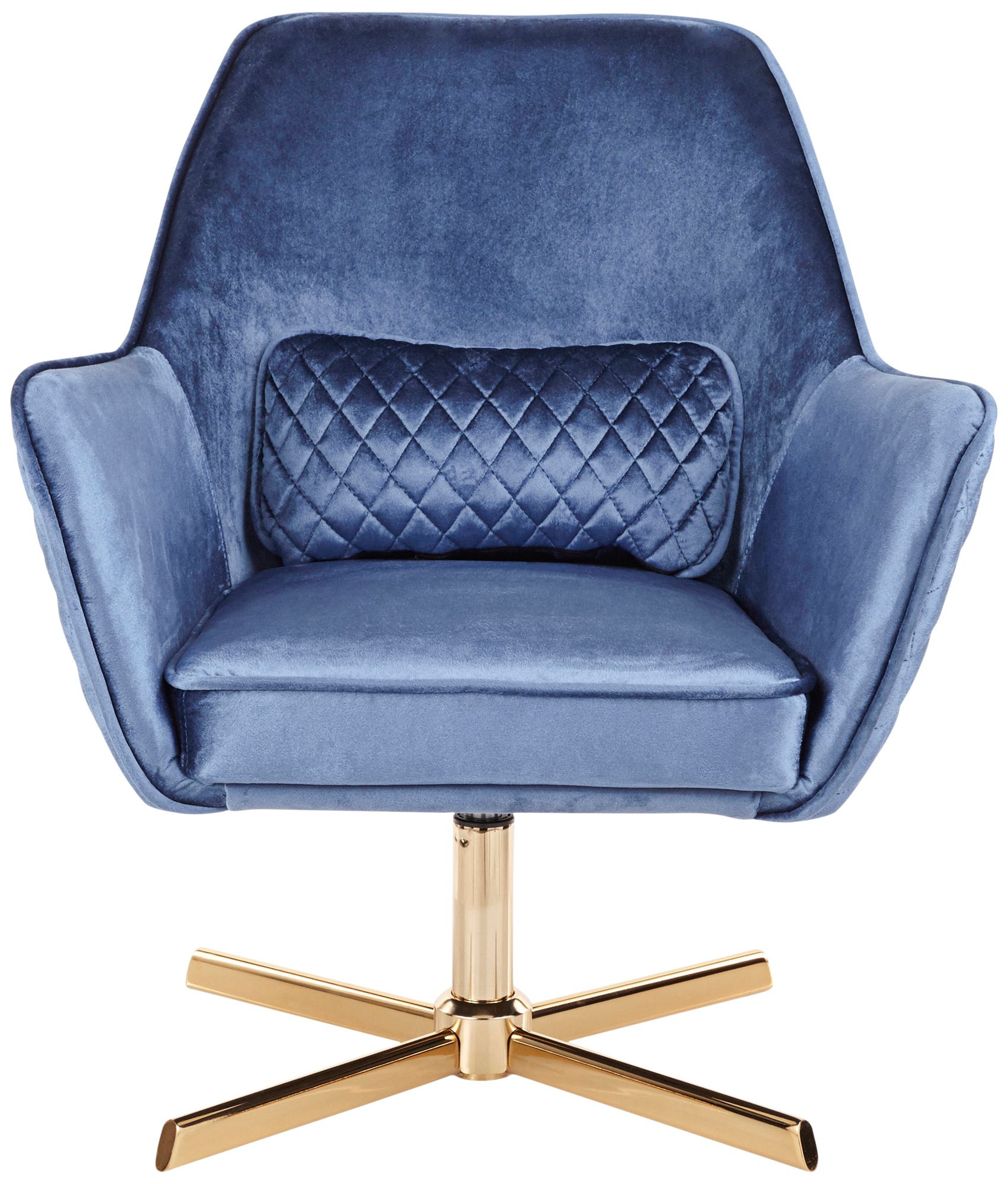 Diana Blue Velvet and Gold Metal Swivel Lounge Chair 67W68 Lamps Plus