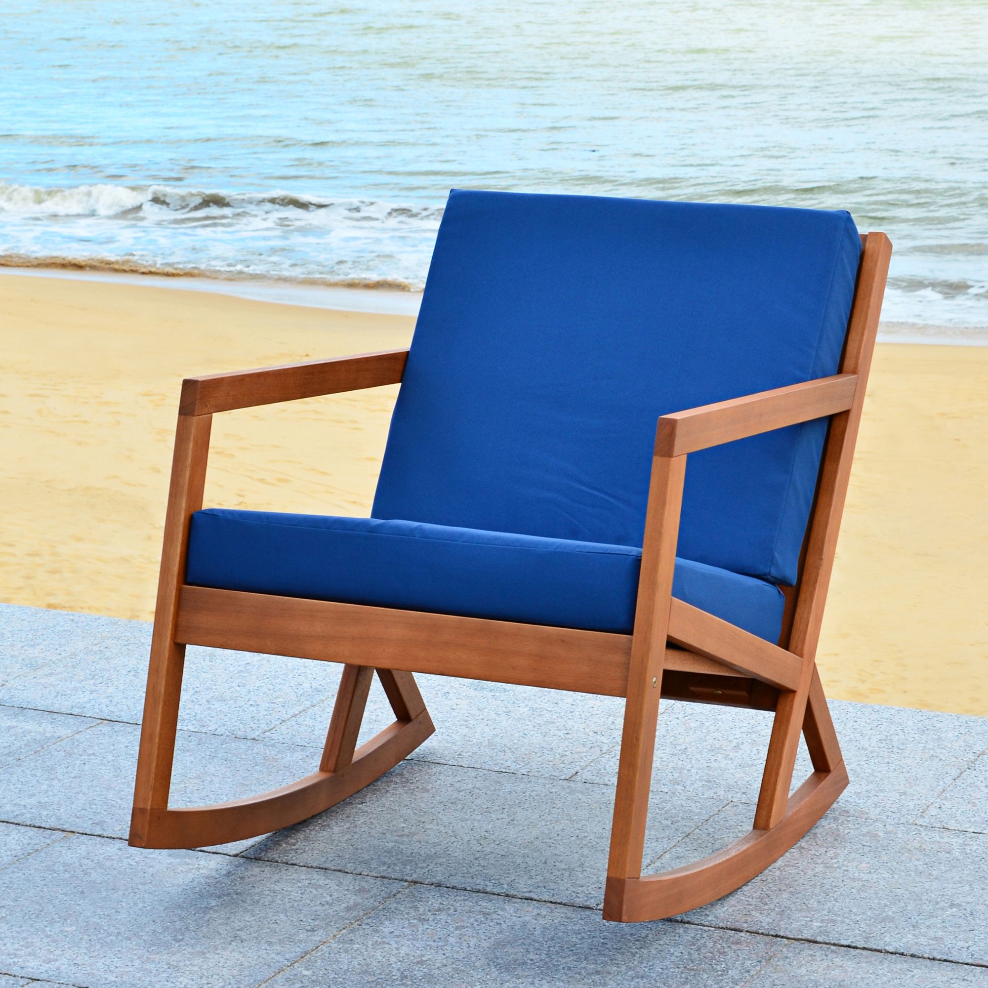 Vernon Teak Brown Eucalyptus Wood Outdoor Rocking Chair 67X53