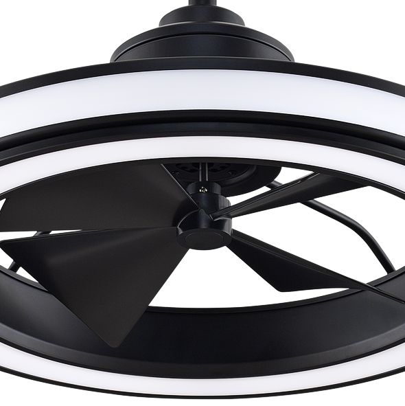 24" Fanimation Gleam Black Finish Damp Location Modern LED Ceiling Fan