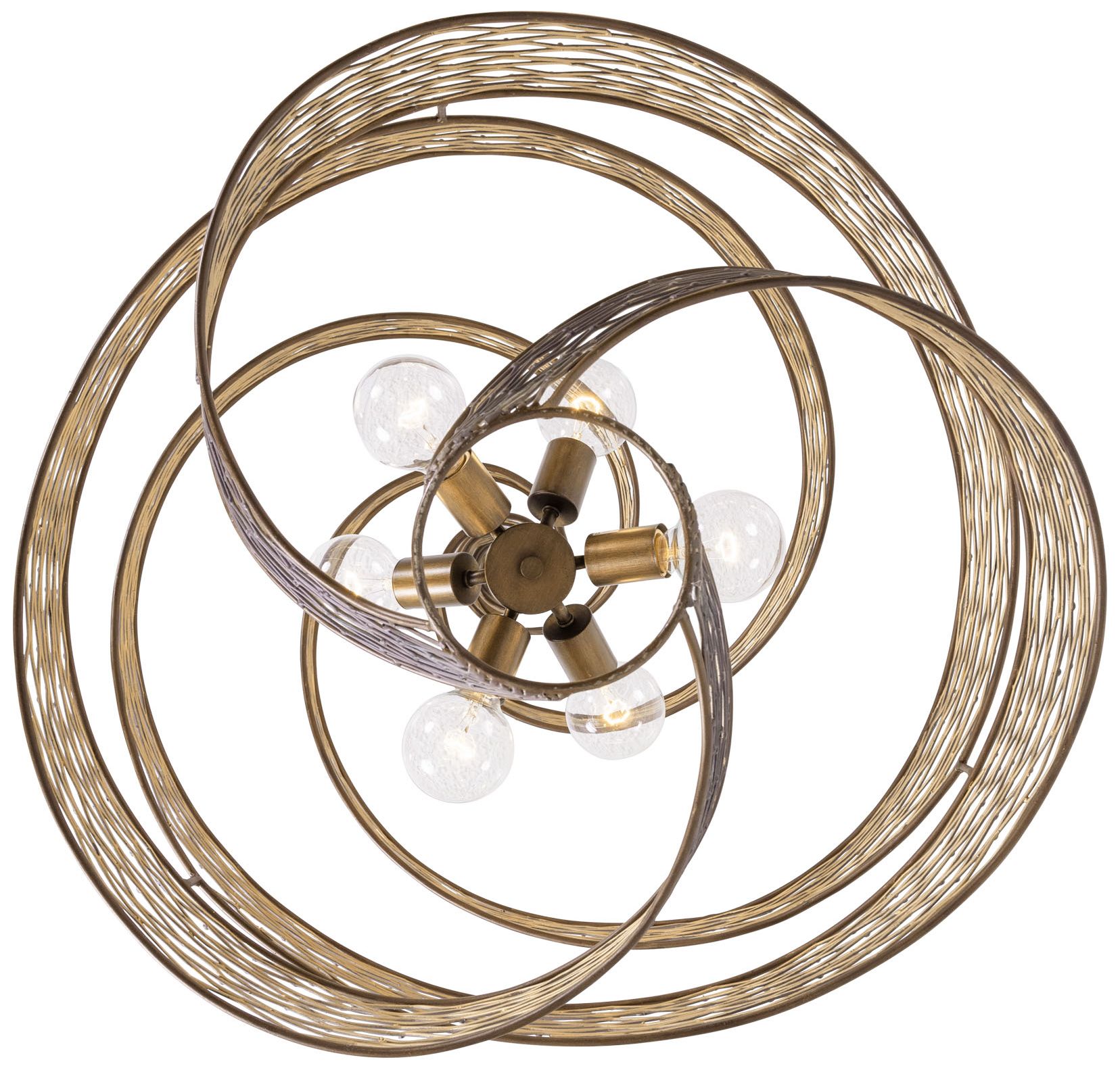 Varaluz Flow 26" Wide Hammered Ore Twist 6Light Pendant 6C150