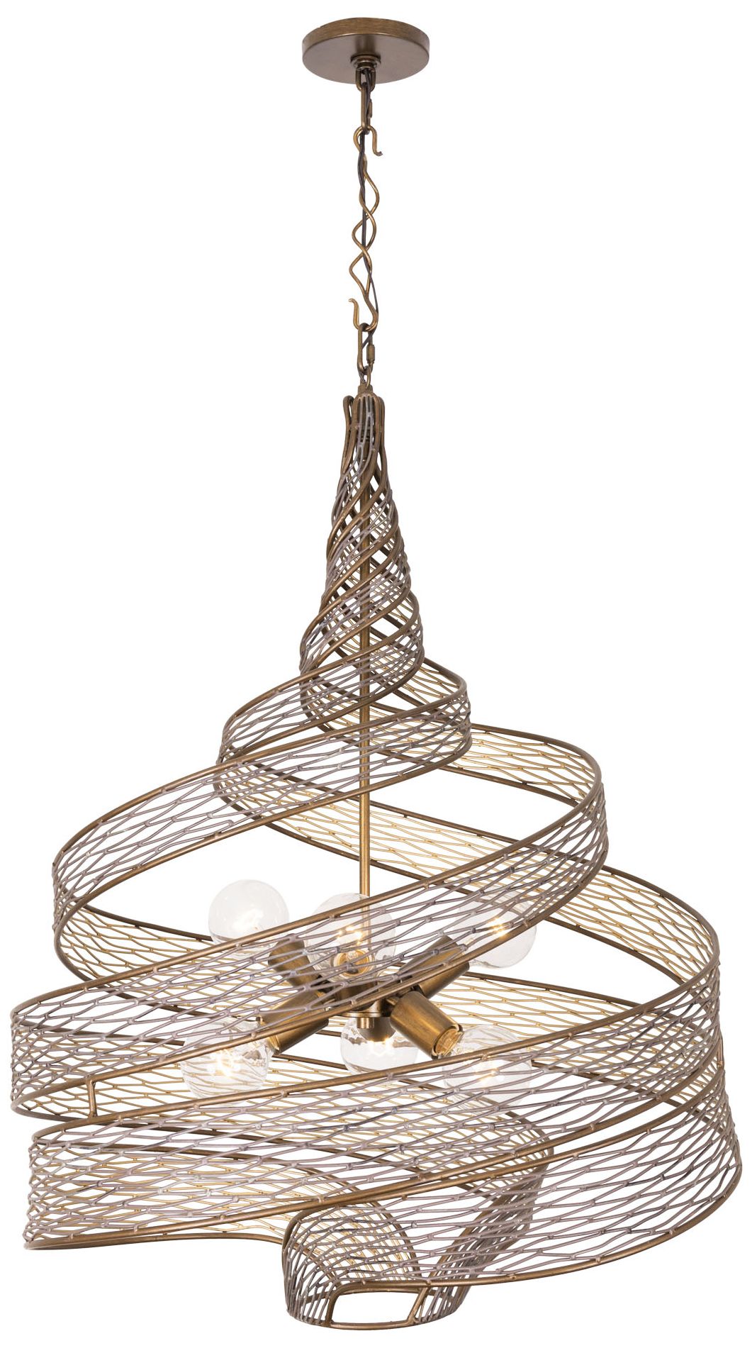 Varaluz Flow 26" Wide Hammered Ore Twist 6Light Pendant 6C150