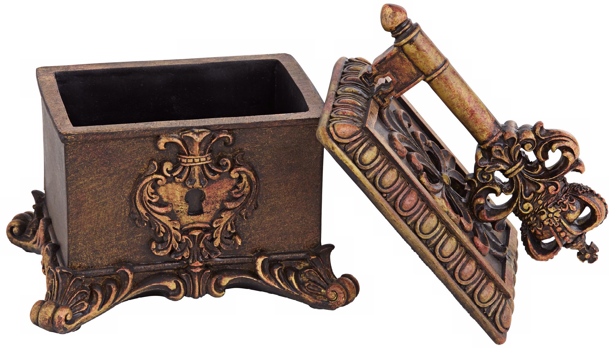 Segreto 7 1/2" Wide Copper Bronze Royal Key Decorative Box 6C332