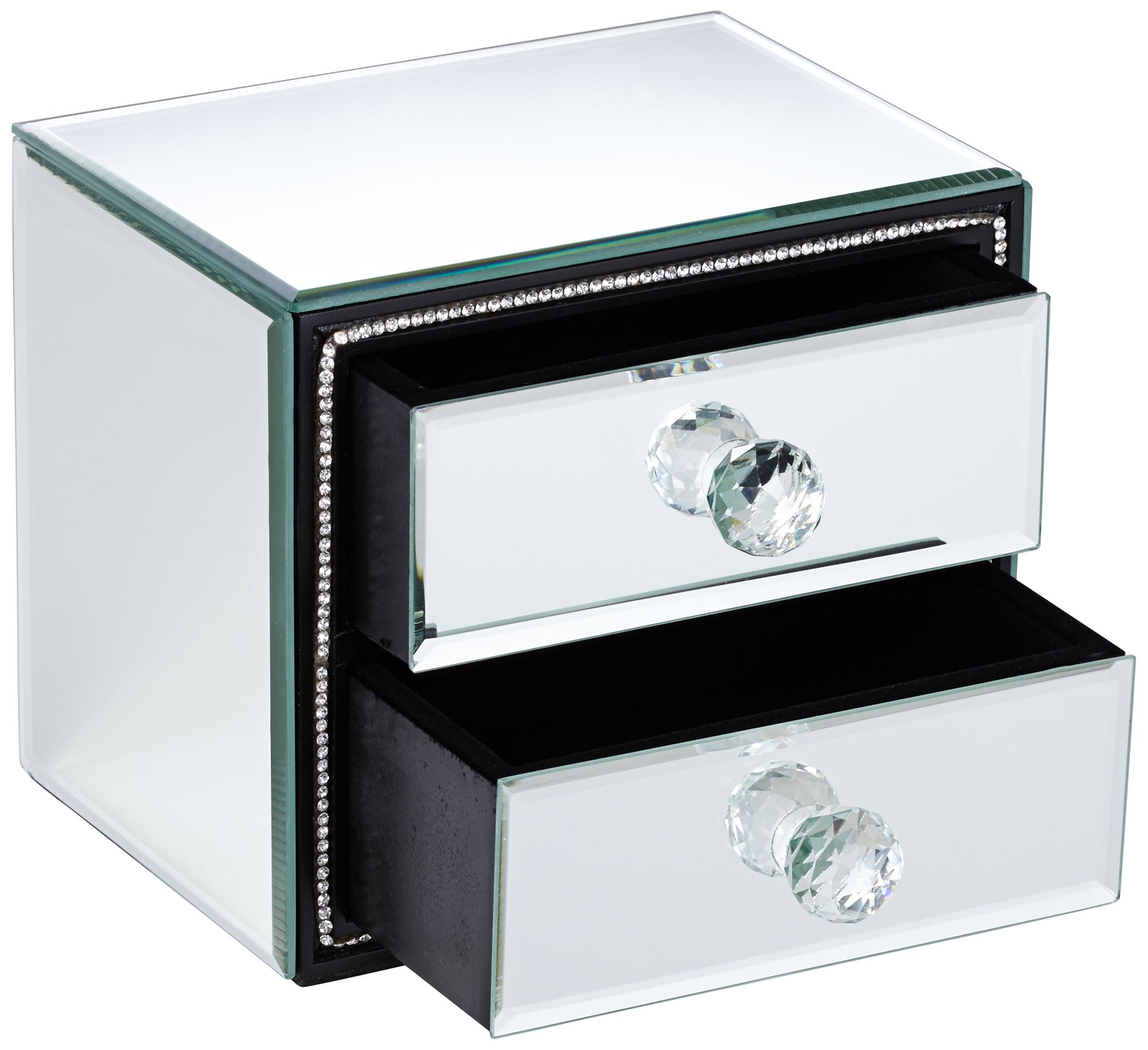 Leeza 2Drawer Mirrored Jewelry Box 6C731 Lamps Plus