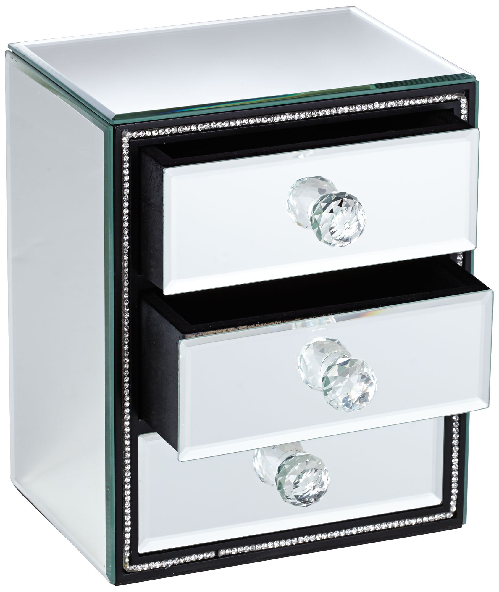 Leeza 3Drawer Mirrored Jewelry Box 6C732 Lamps Plus