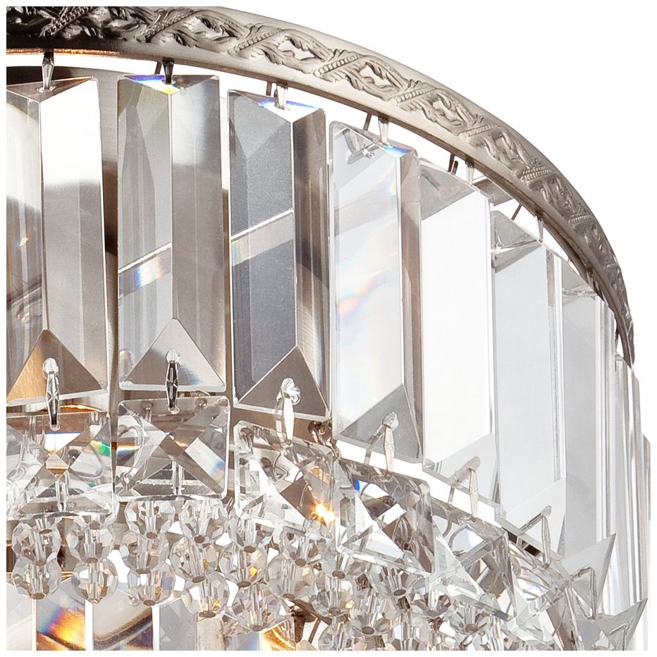 Magnificence Satin Nickel 10" Wide Crystal Ceiling Light 6C991
