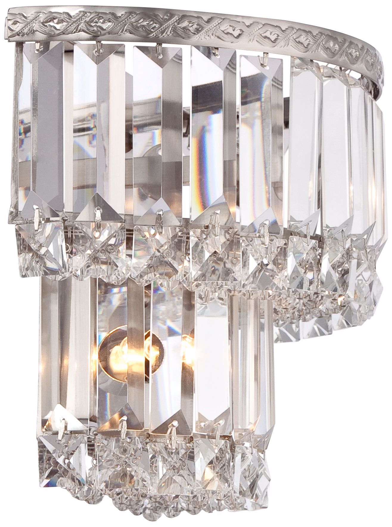 Magnificence Satin Nickel 10" Wide Crystal Wall Sconce 6C997 Lamps