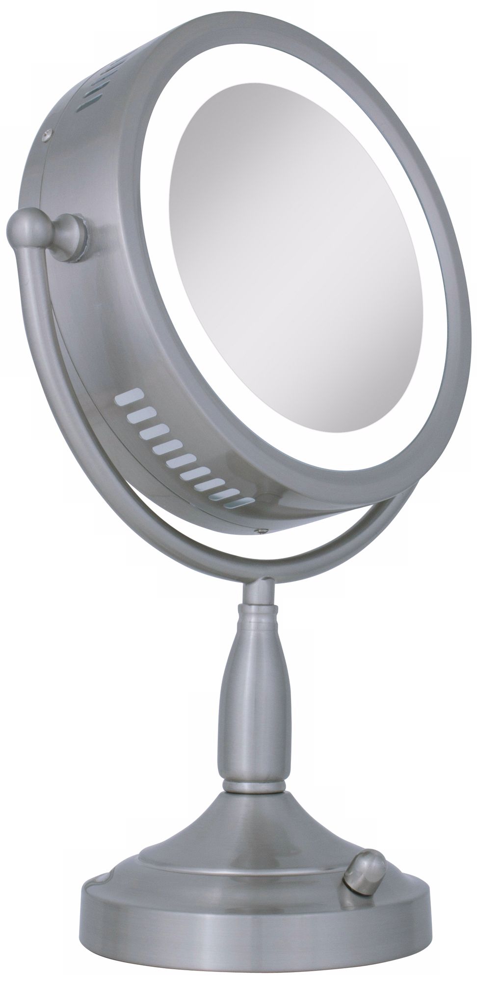 Satin Nickel DualSided Magnified Lighted Makeup Mirror 6H255