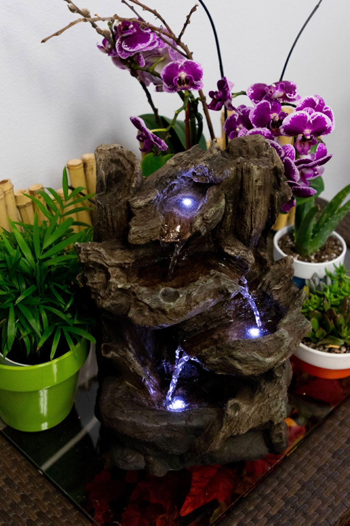 Tiered Log LED Indoor Outdoor 14" High Tabletop Fountain 6Y233 Lamps Plus