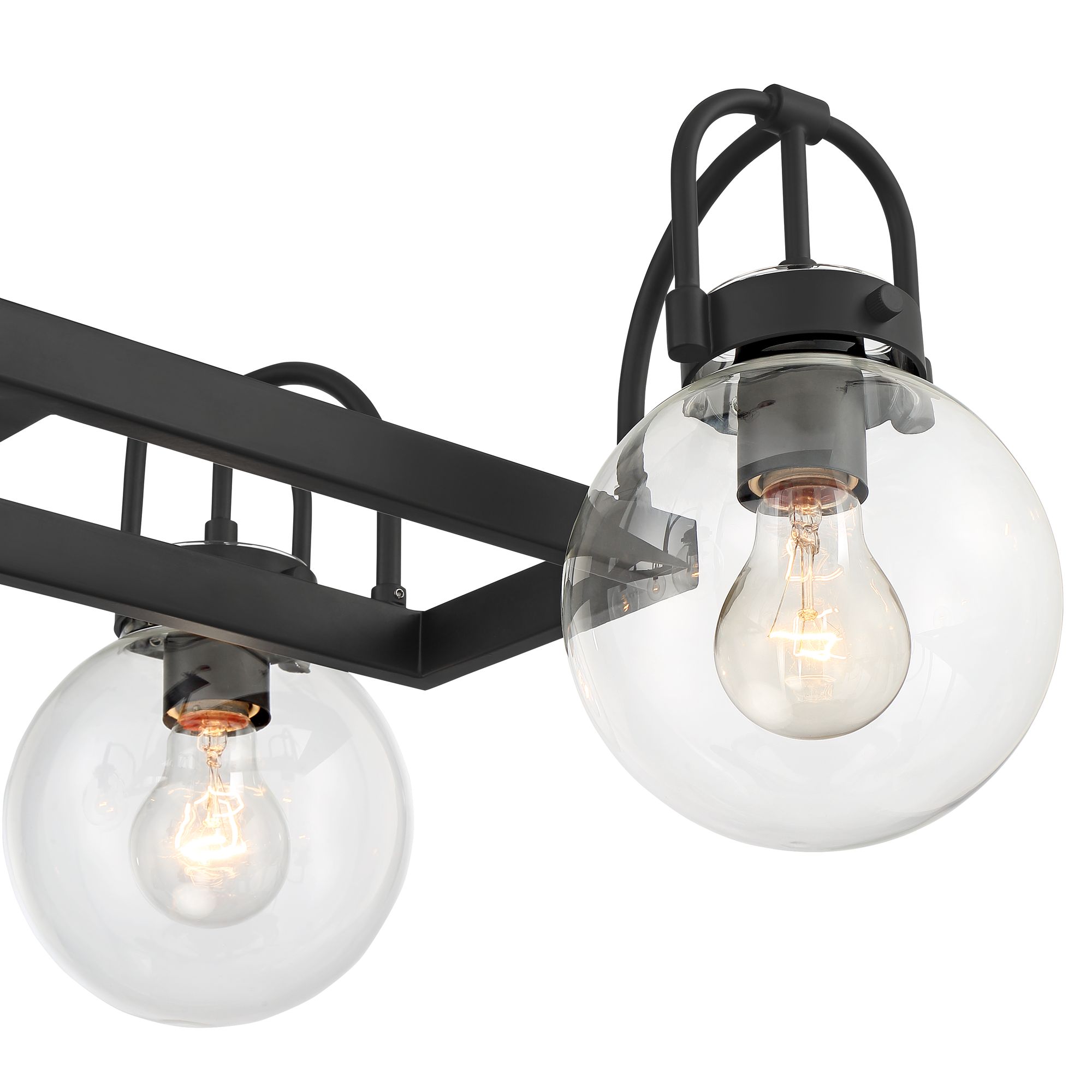 Stedman 35" Wide Black and Glass 6Light Island Pendant 71F72