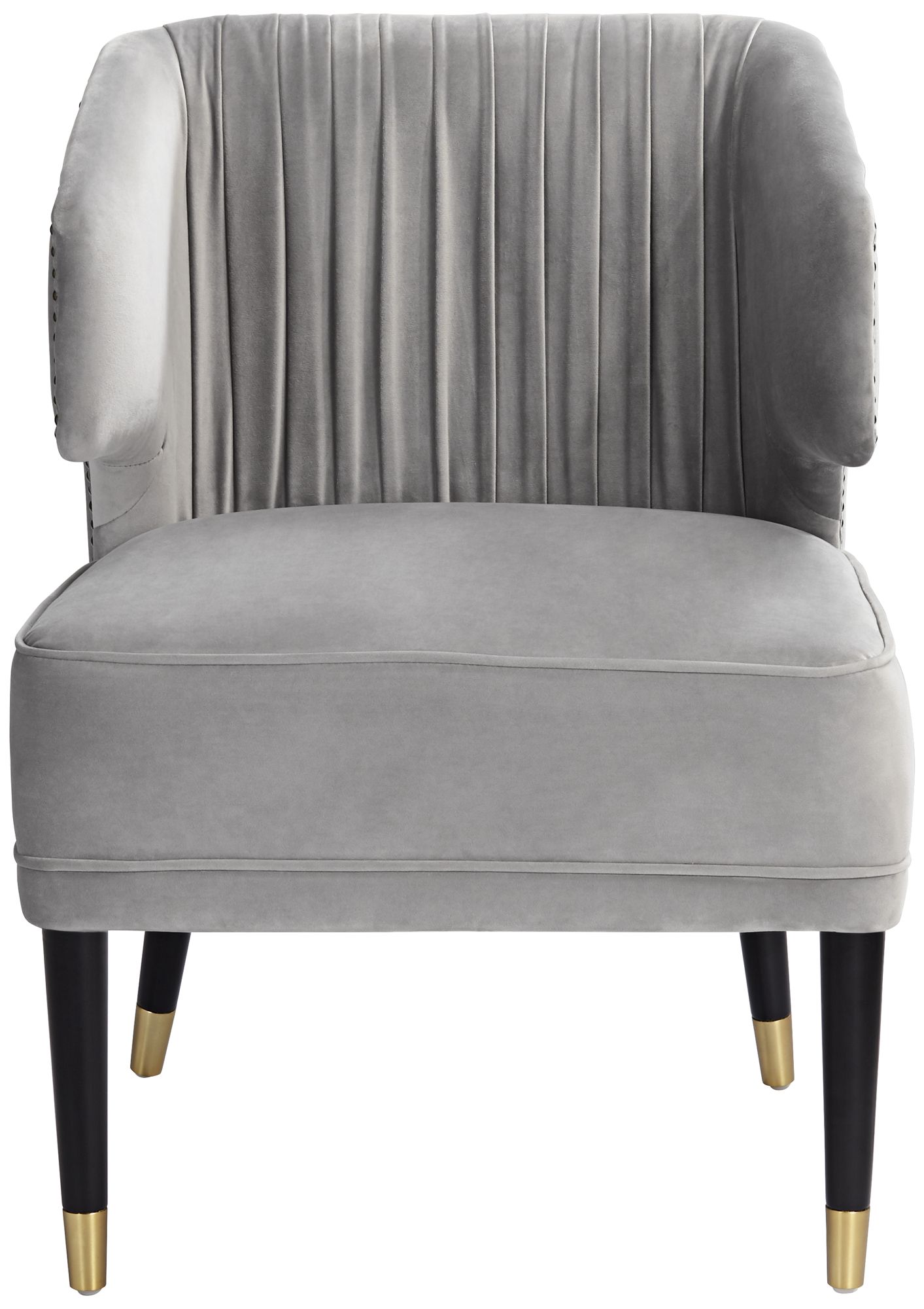 Kara Gray Velvet Pleated Arm Chair 72R87 Lamps Plus
