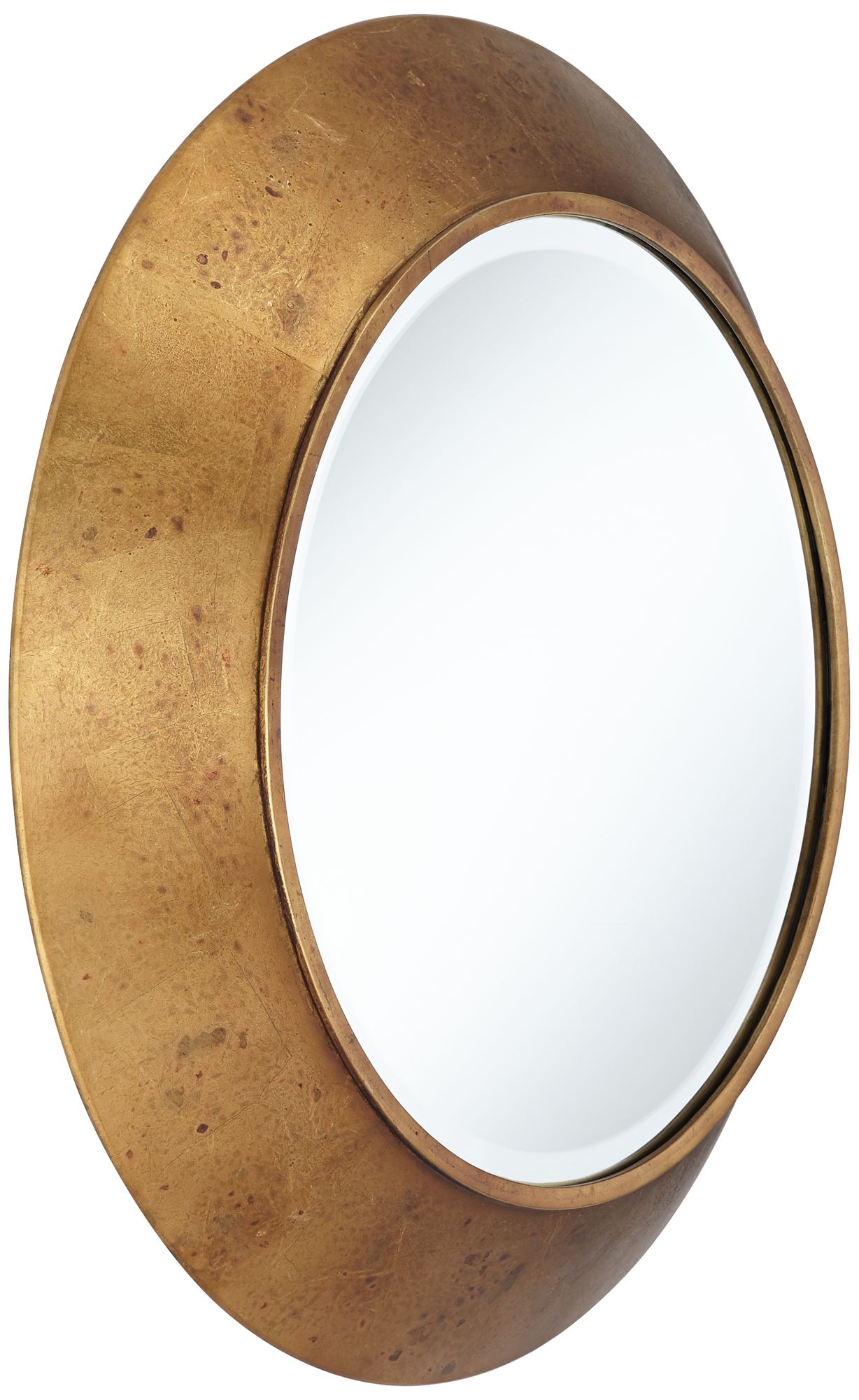 Uttermost 32" Round Distressed Antique Gold Leaf Wall Mirror 73F92