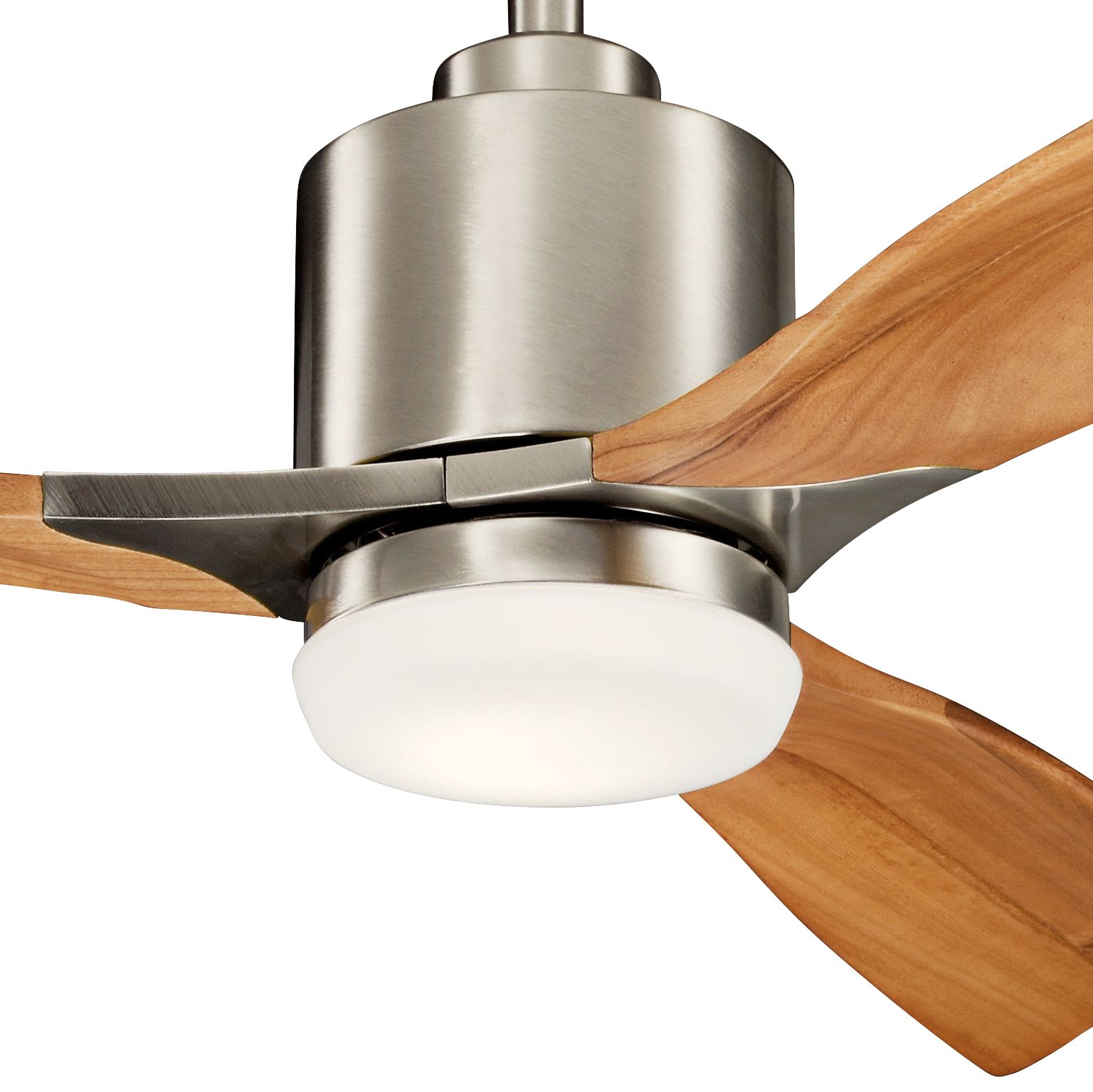 52" Kichler Ridley II Brushed Steel and Oak LED Ceiling Fan 73N52