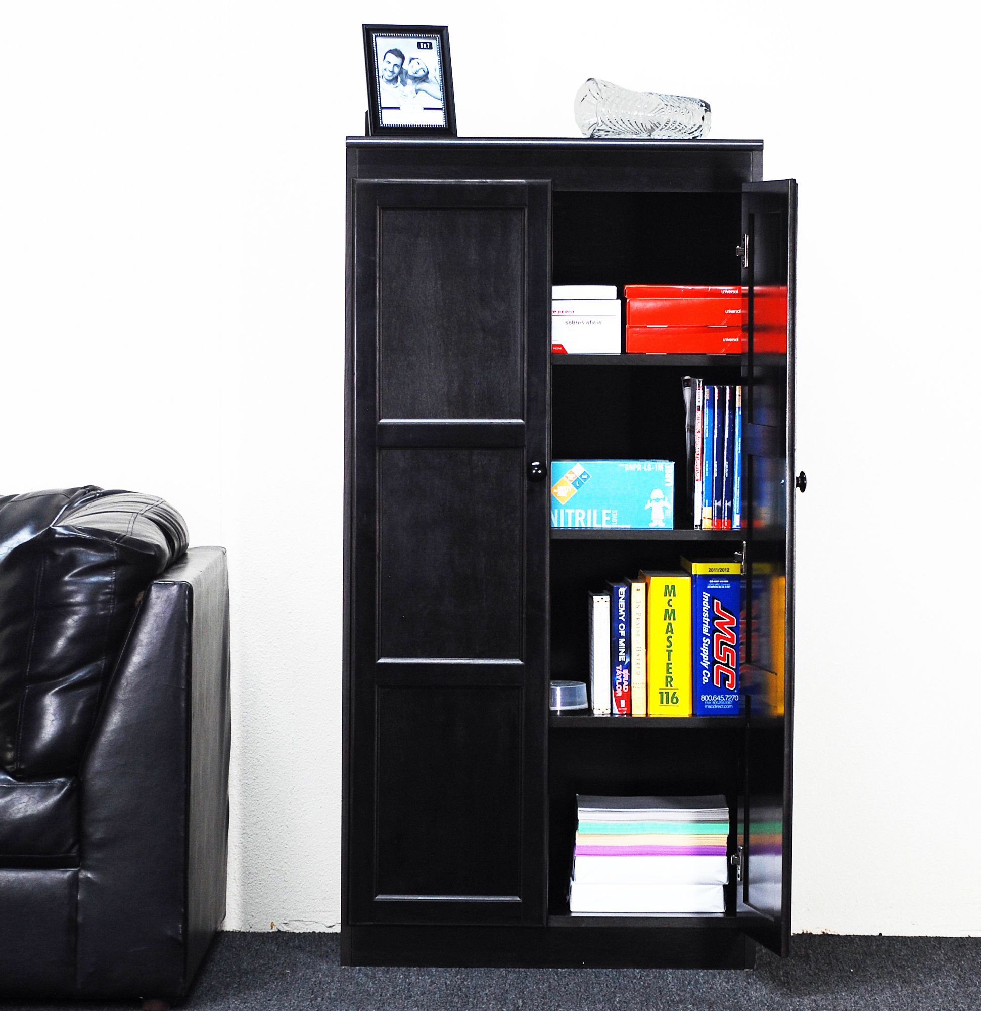 60 Inch High Storage Cabinet Concepts in Wood 60" High Espresso Wood 4Shelf Storage
