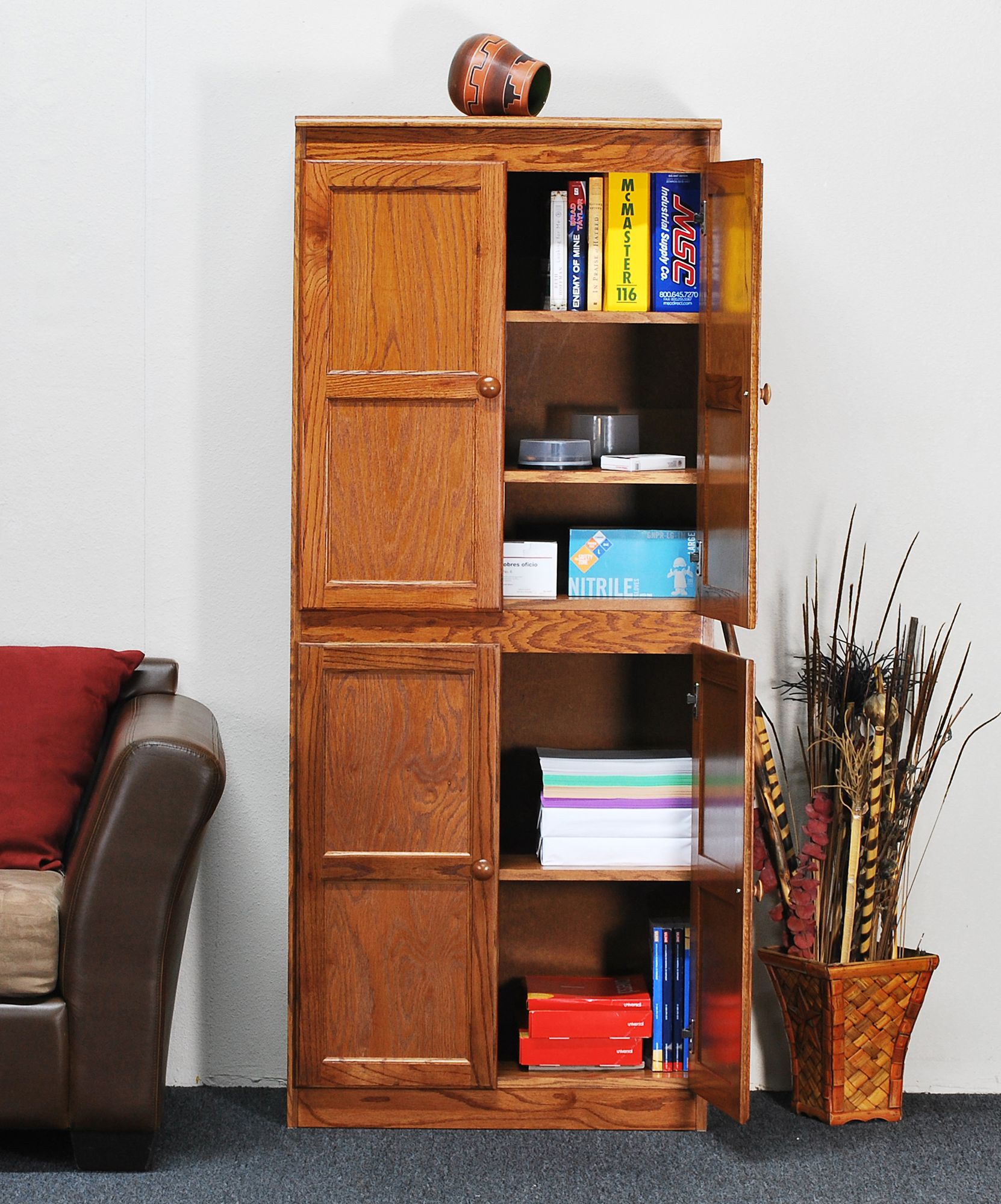 5 Shelf Storage Cabinet With Doors Concepts in Wood 72" High Dry Oak Wood 5Shelf Storage 745M0