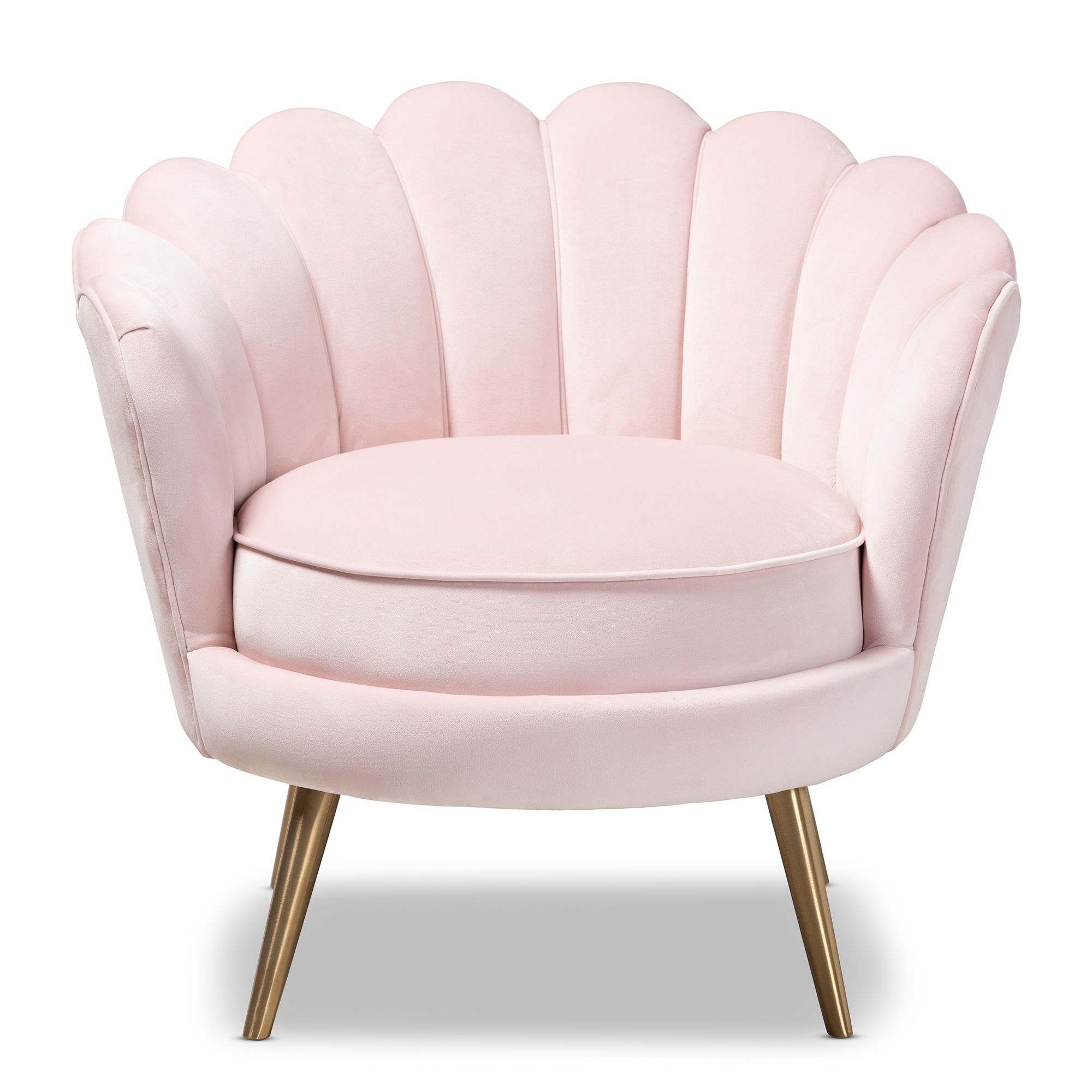 Baxton Studio Cosette Light Pink Seashell Accent Chair 74N53 Lamps
