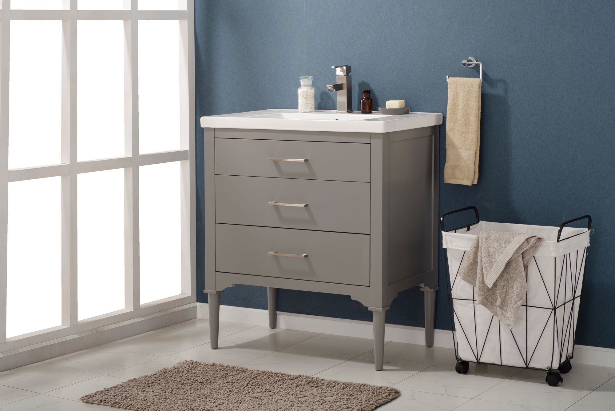 Mason 30" Wide 3Drawer Porcelain Gray Single Sink Vanity 74R97 Lamps Plus