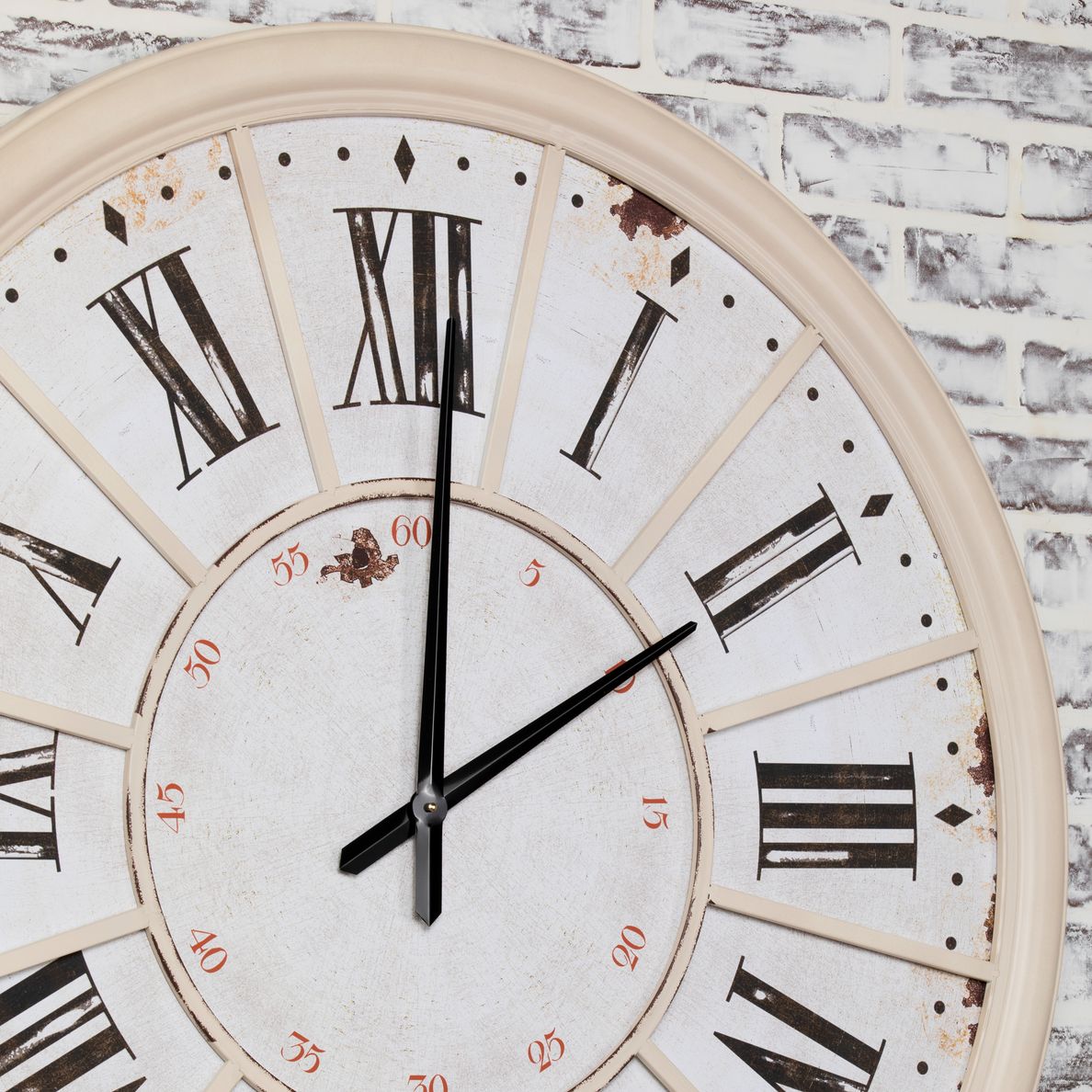 Epic Time 39 1/2" Wide Antique OffWhite Wall Clock 74W42 Lamps Plus