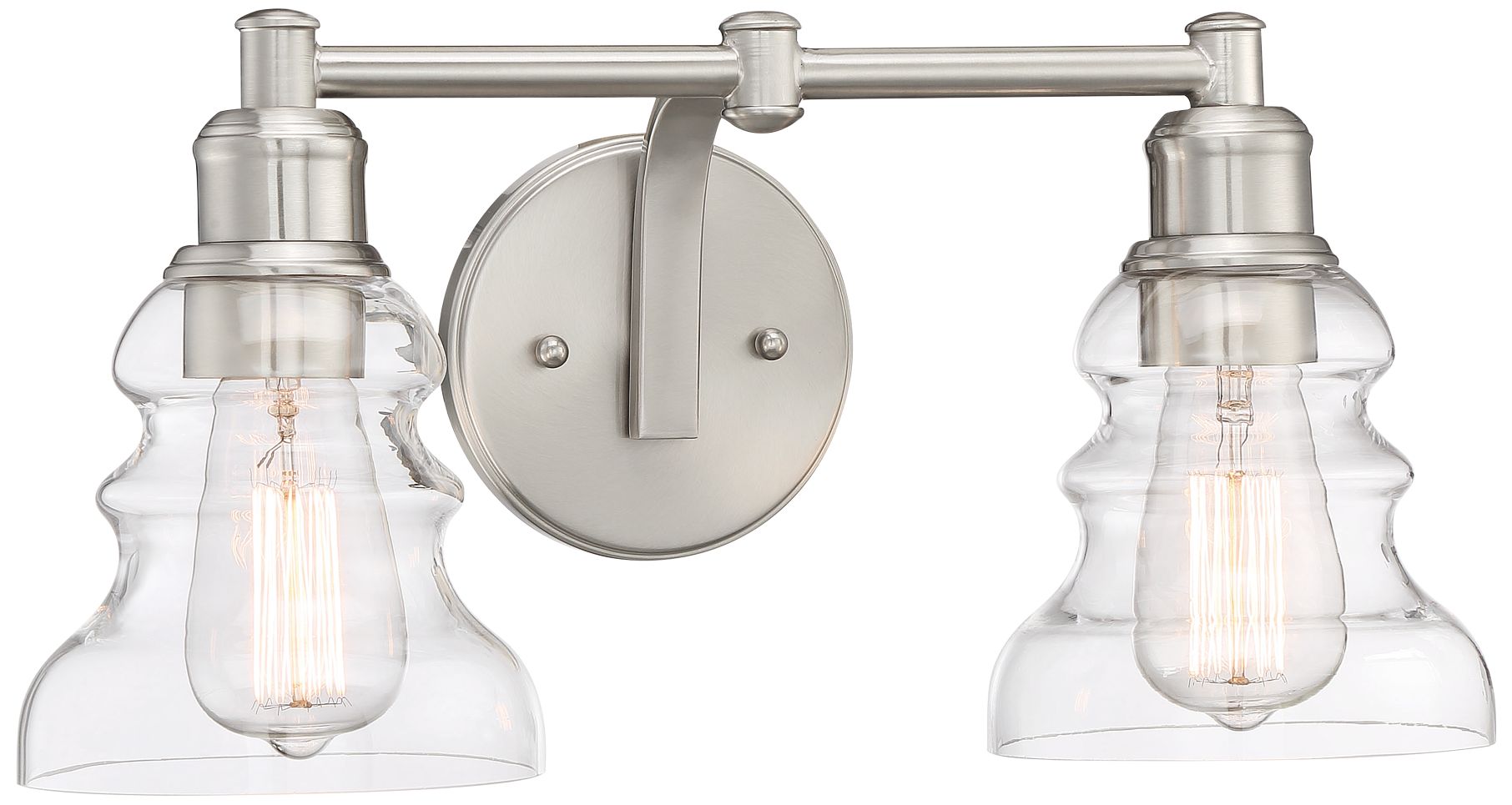 Waterbury 9" High Brushed Nickel 2Light Wall Sconce 78N29 Lamps Plus