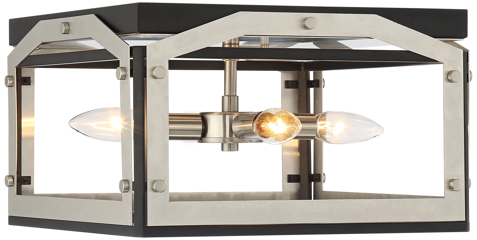 Zen 13" Wide Black and Brushed Nickel 4Light Ceiling Light 79P38