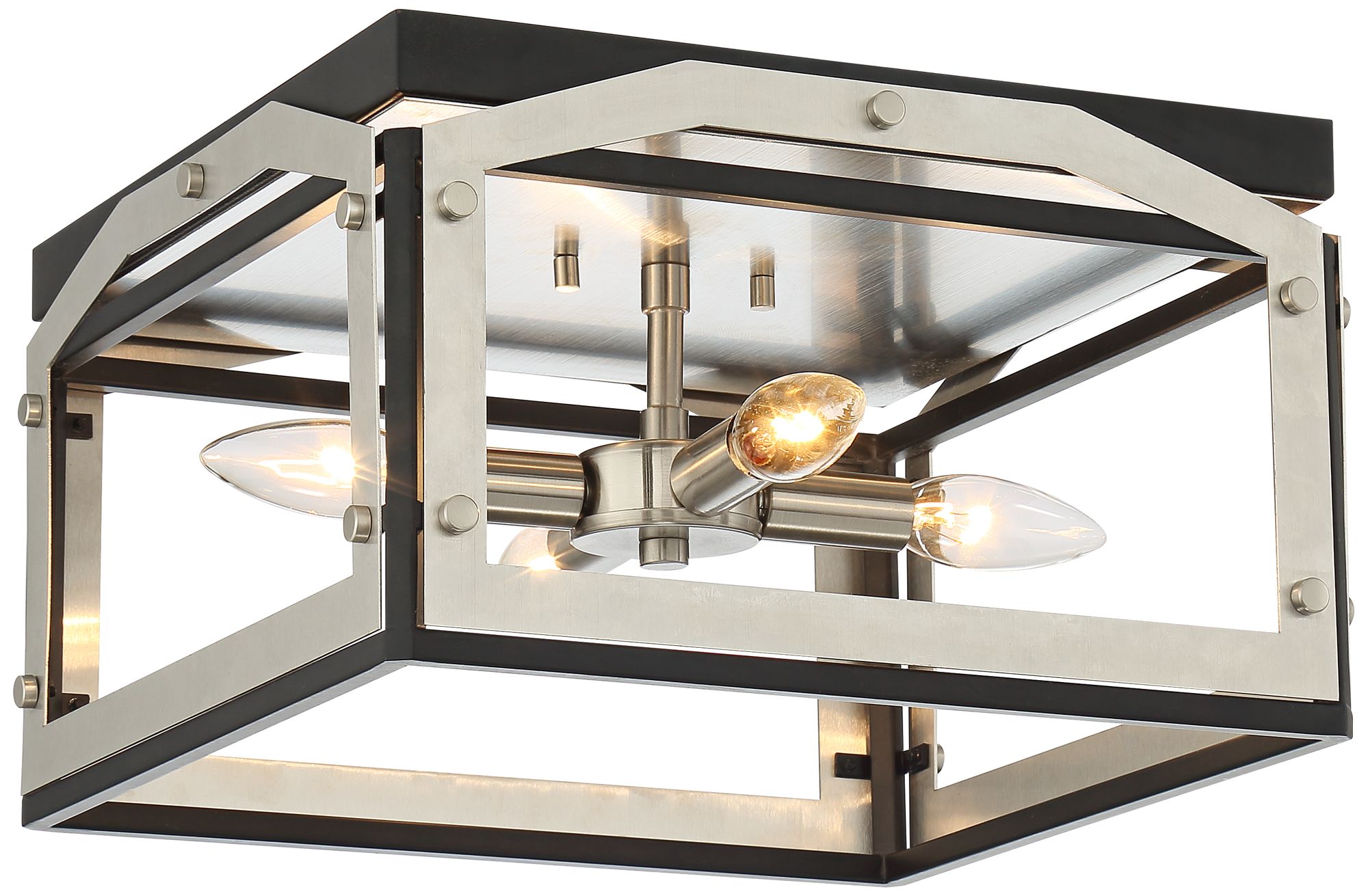 Zen 13" Wide Black and Brushed Nickel 4Light Ceiling Light 79P38