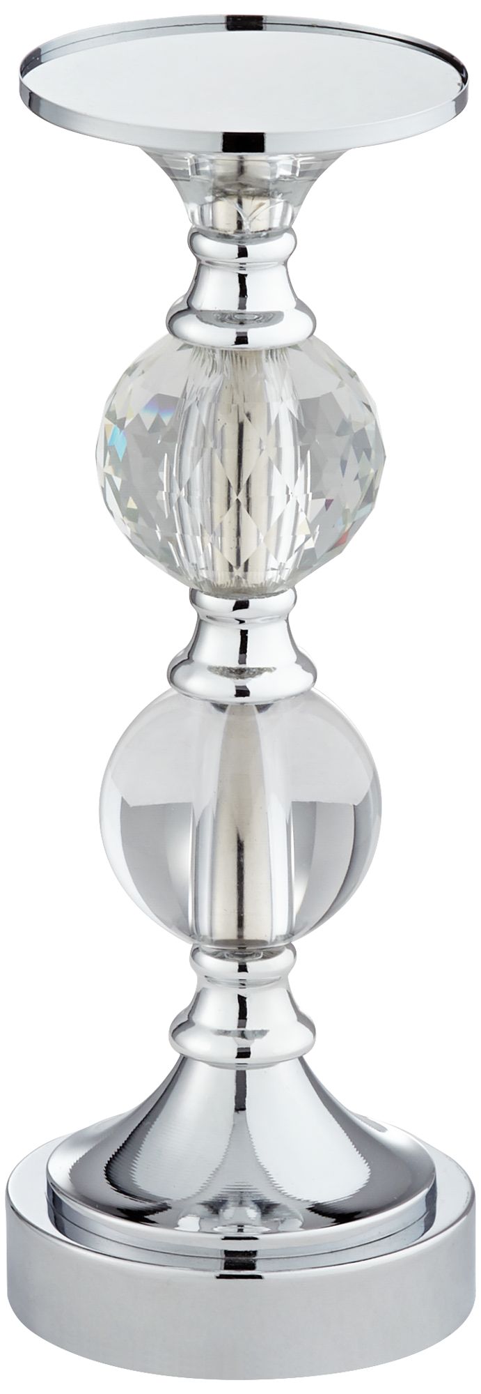 Caroline Chrome and Crystal Pillar Candle Holders Set of 3 79X16 Lamps Plus