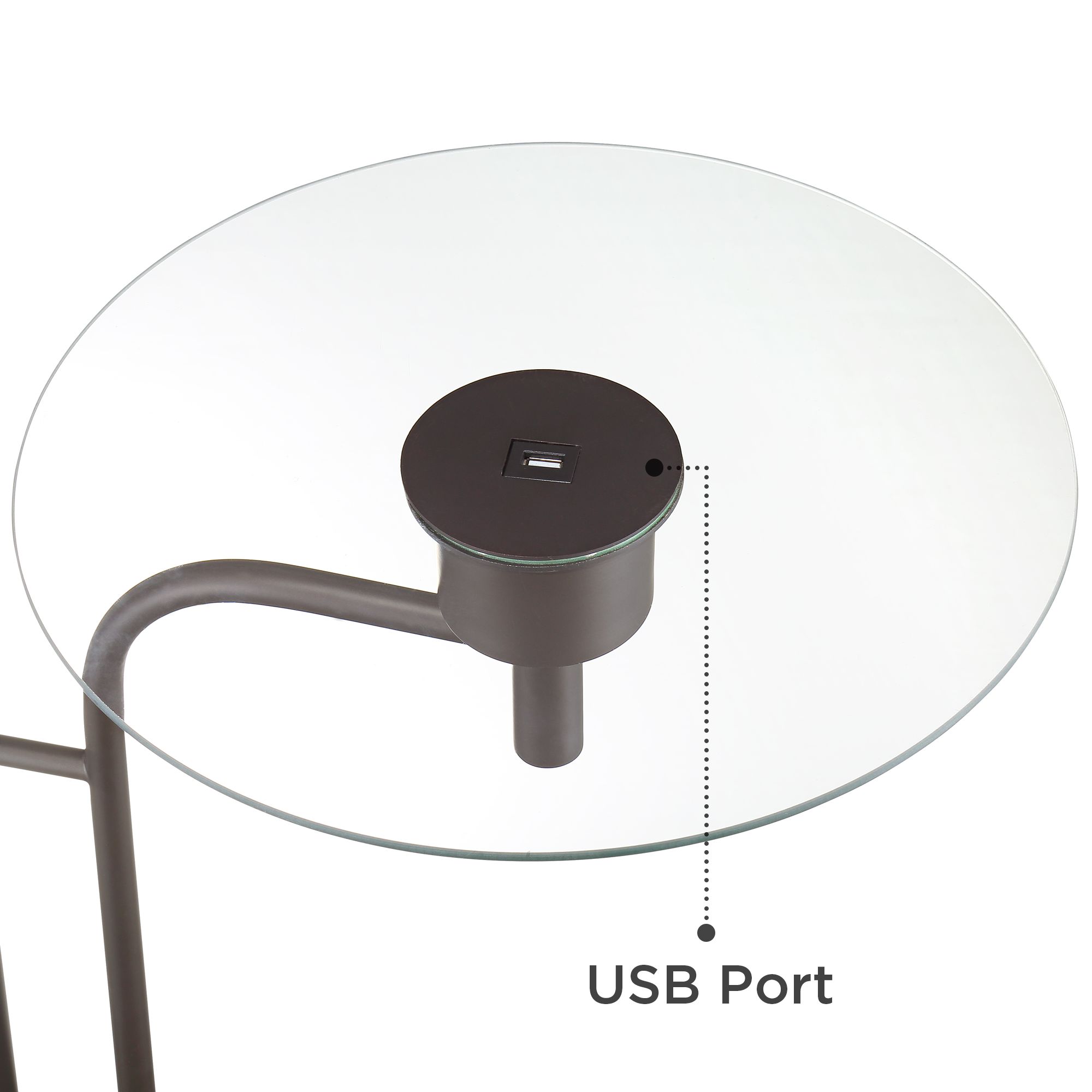 Possini Euro Dion Bronze Tray Table USB Floor Lamp 79Y14 Lamps Plus