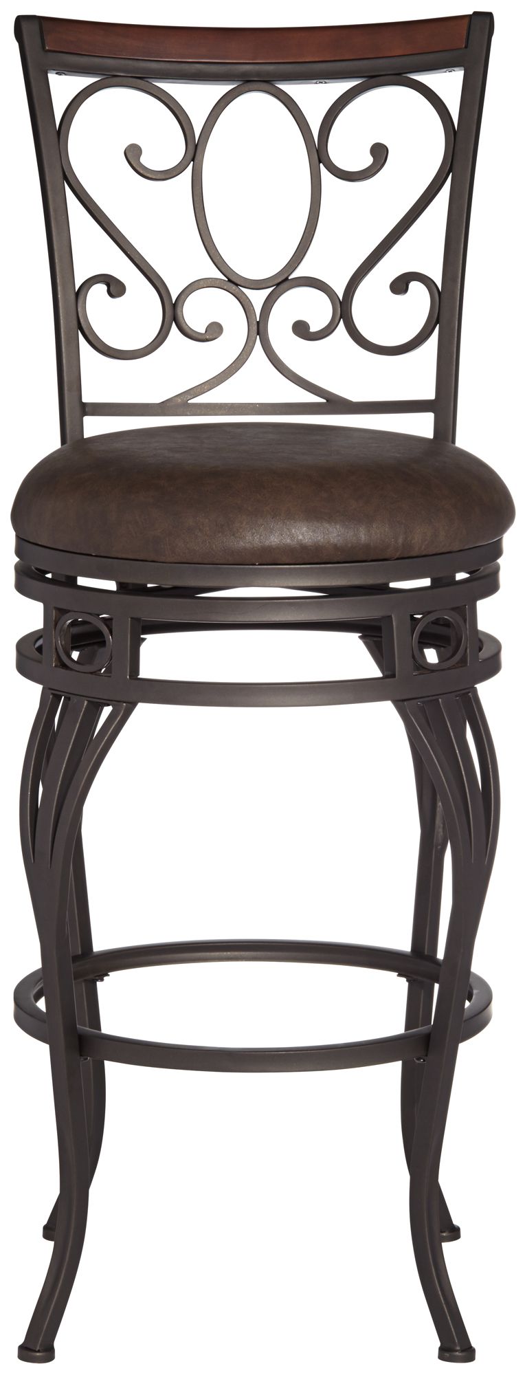 Trevi Wood and Bronze Metal 26" Swivel Counter Stool 7D901 Lamps Plus